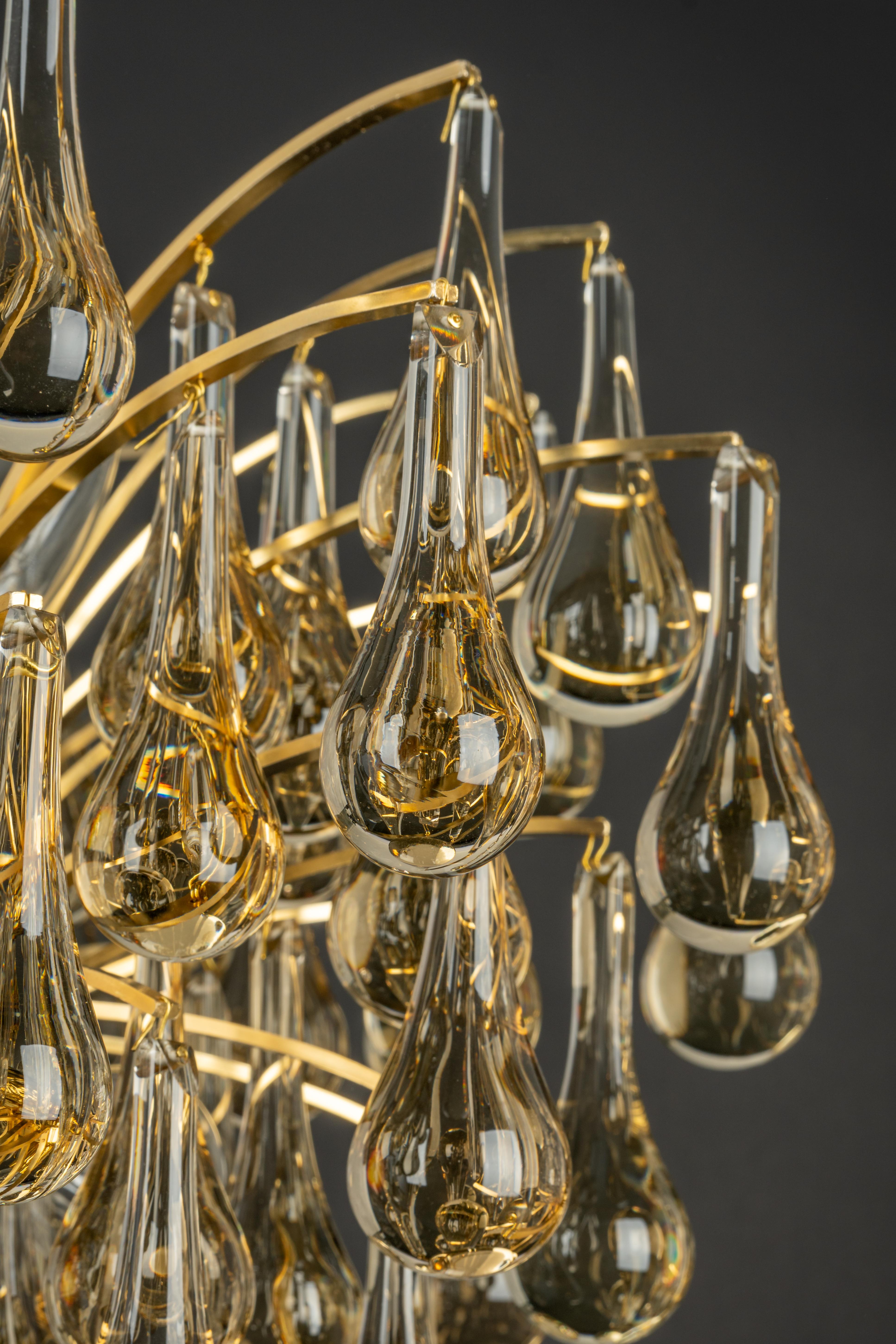 Large Murano Glass Tear Drop Chandelier, Christoph Palme, Germany, 1970s For Sale 7