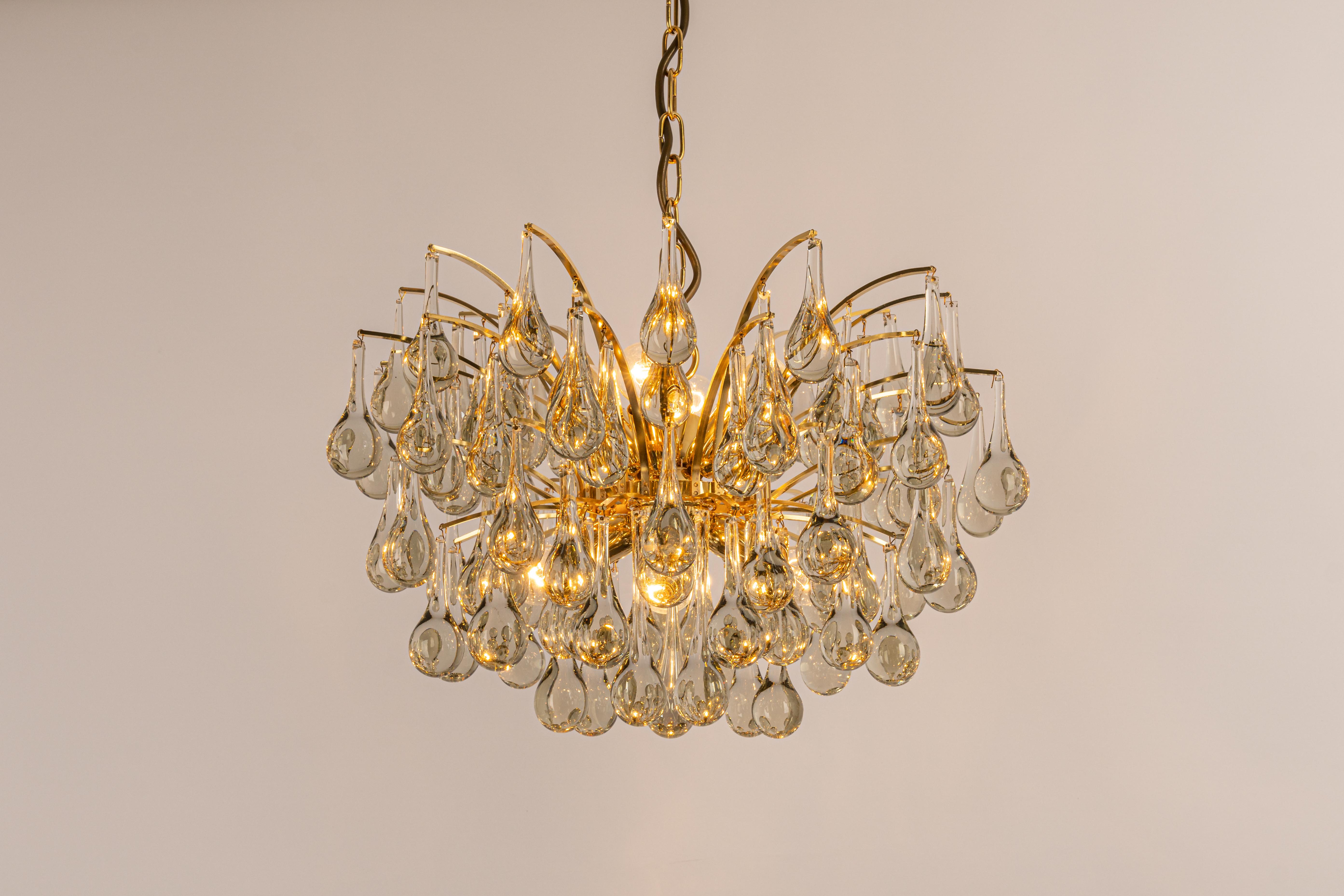 Late 20th Century Large Murano Glass Tear Drop Chandelier, Christoph Palme, Germany, 1970s
