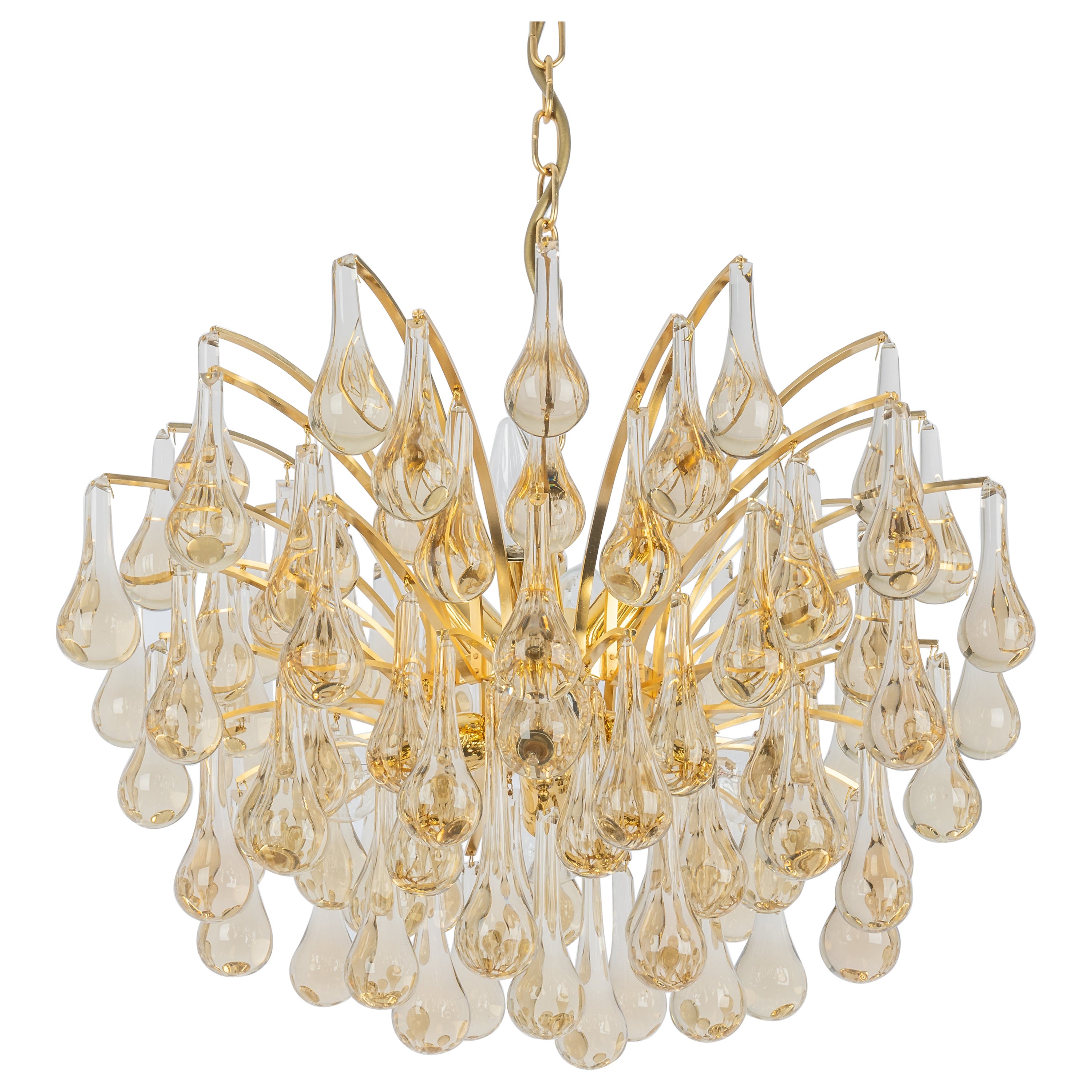 Grande lampadario a goccia in vetro di Murano, Christoph Palme, Germania, anni '70