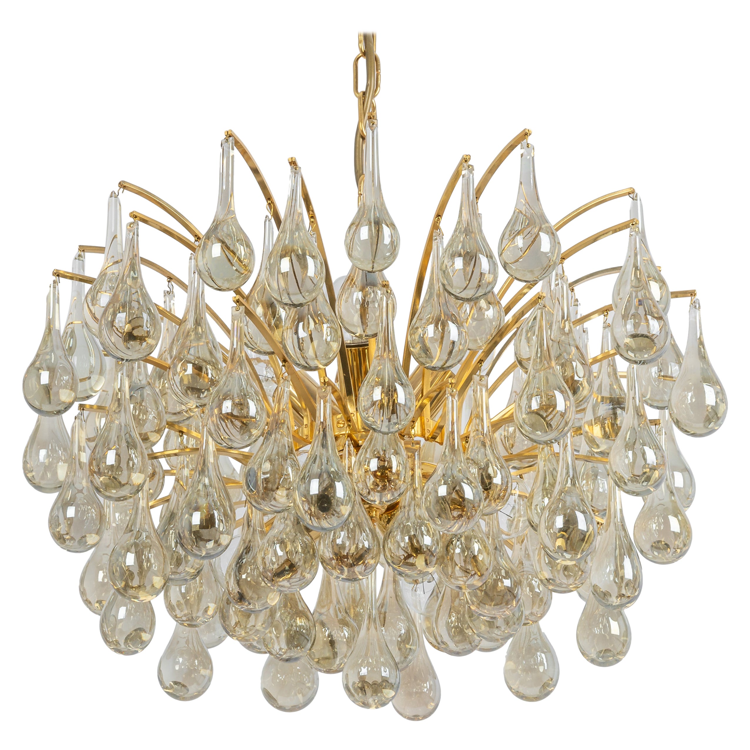 Grande lampadario a goccia in vetro di Murano, Christoph Palme, Germania, anni '70