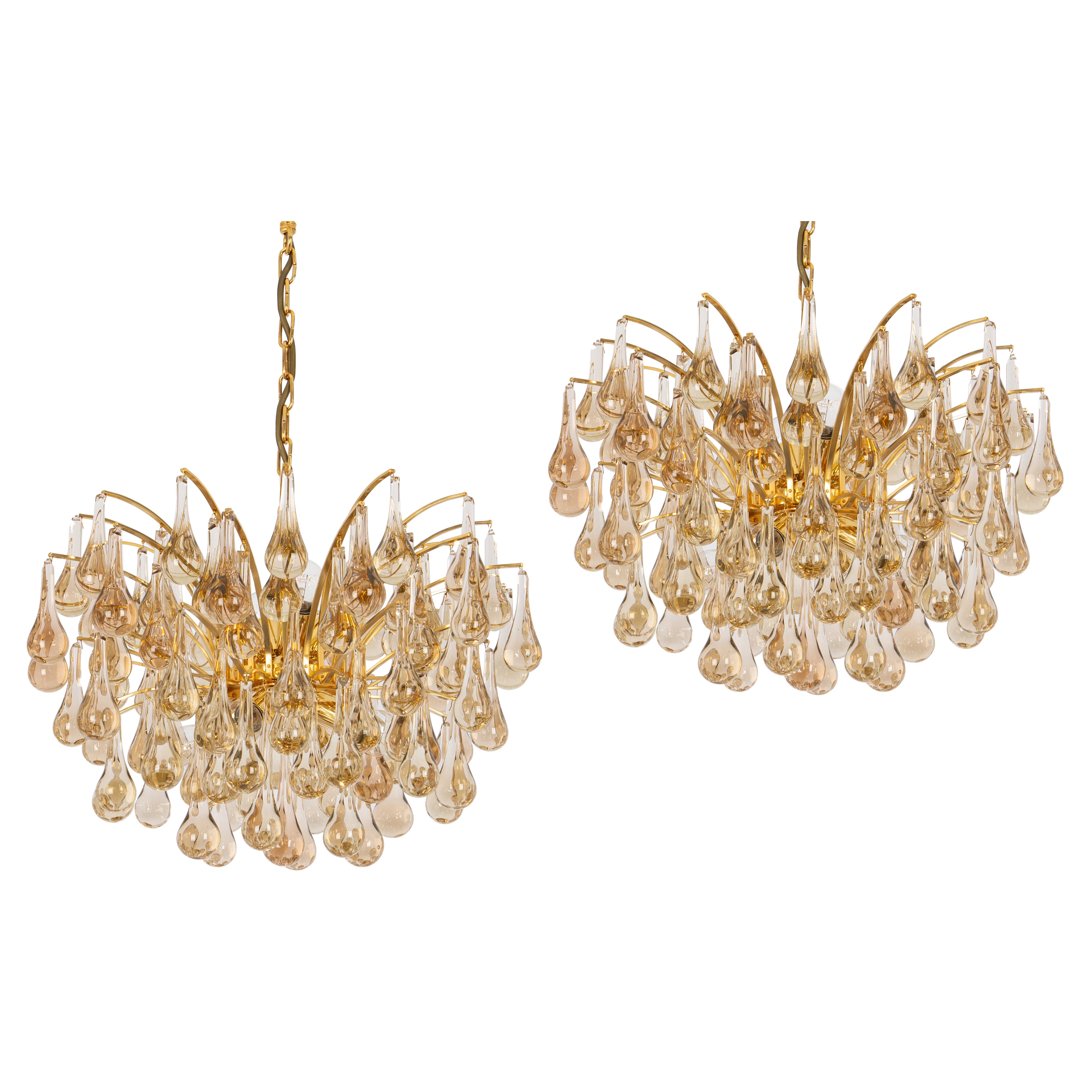 Large Murano Glass Tear Drop Chandelier, Christoph Palme, Germany, 1970s