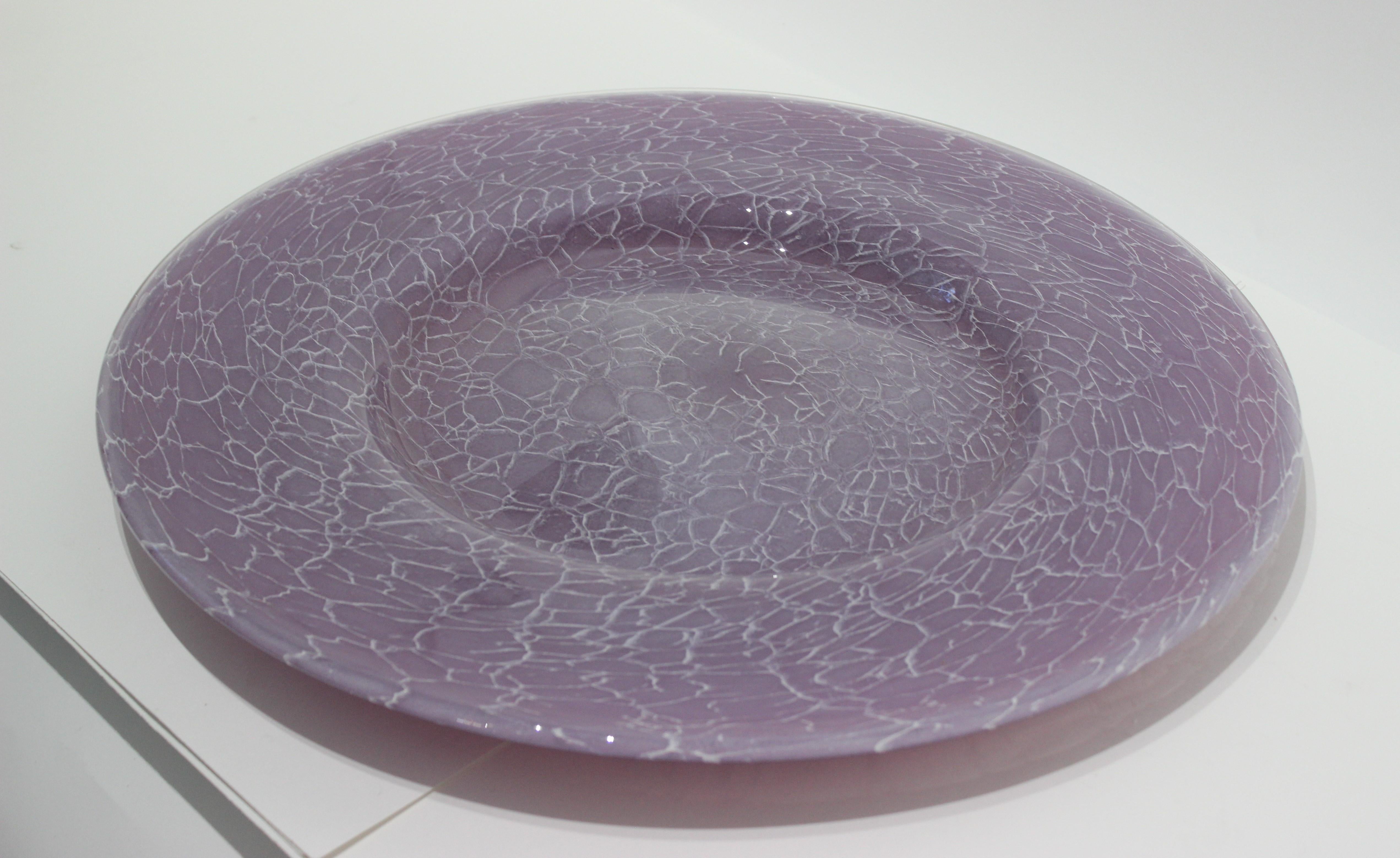 Hand-Crafted Large Murano Glass Tray Platter For Sale