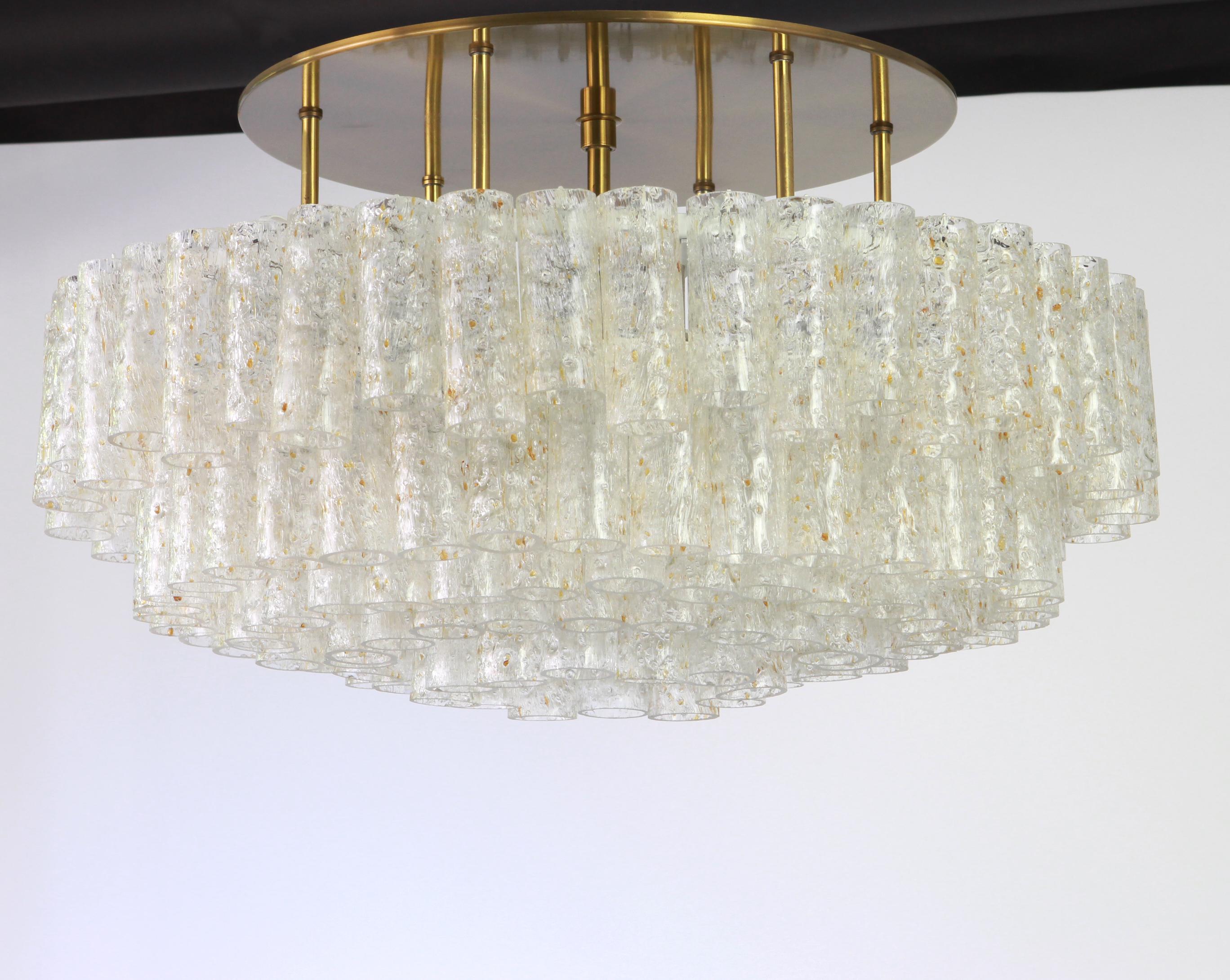 Fantastic five-tier midcentury chandelier by Doria, Germany, manufactured circa 1960-1969. Five rings of Murano glass cylinders suspended from a fixture.

Fantastic five-tier midcentury chandelier by Doria, Germany, manufactured circa 1960-1969.