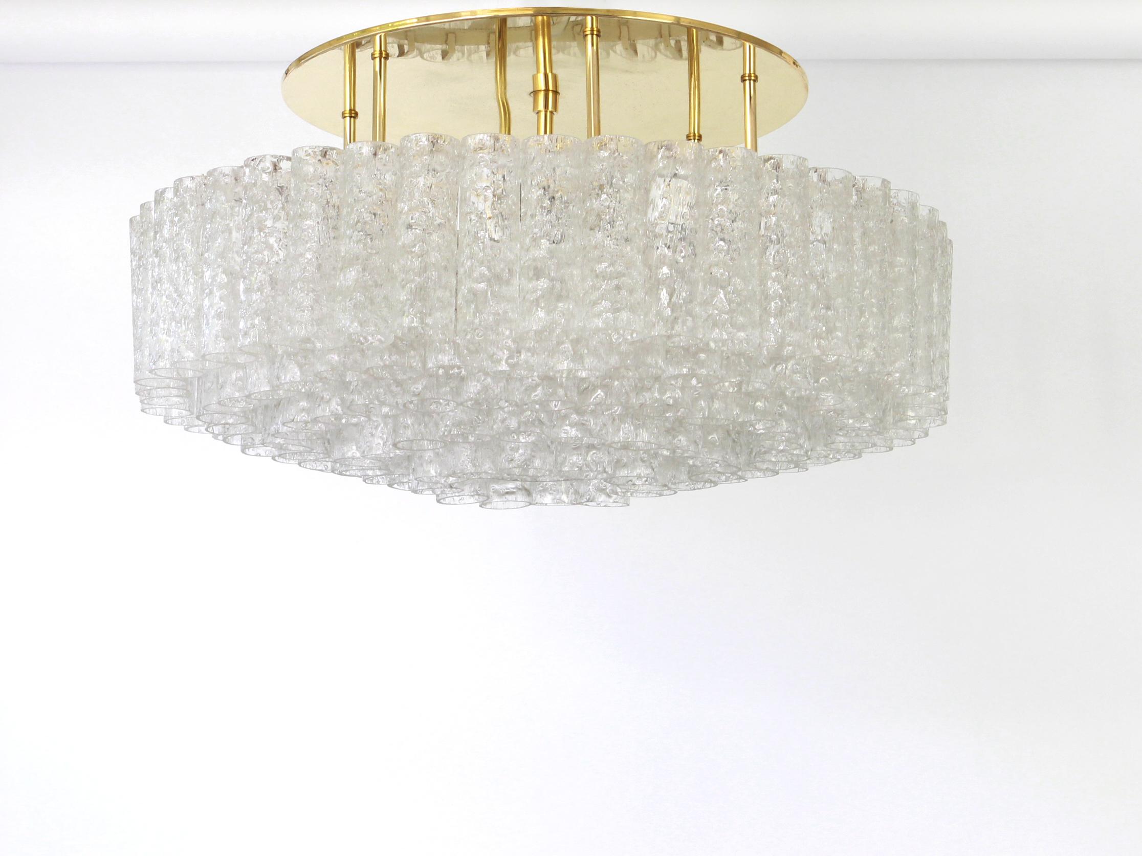 Mid-Century Modern Large Murano Glass Tubes Chandelier by Doria, Germany, 1960s For Sale