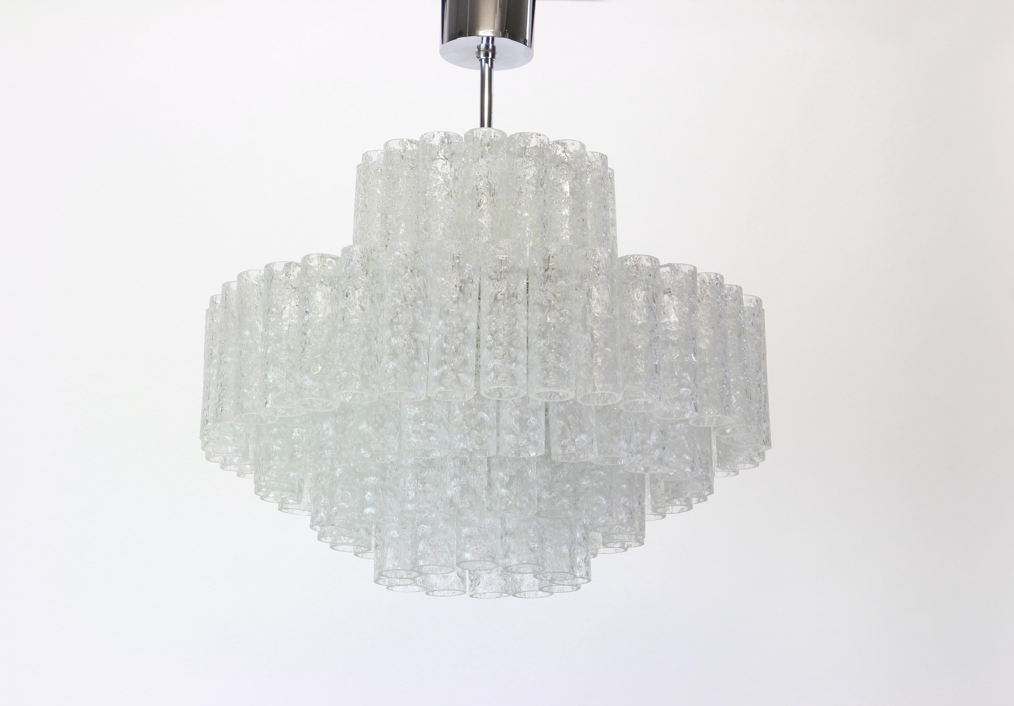 Large Murano Glass Tubes Chandelier by Doria, Germany, 1960s In Excellent Condition In Aachen, NRW