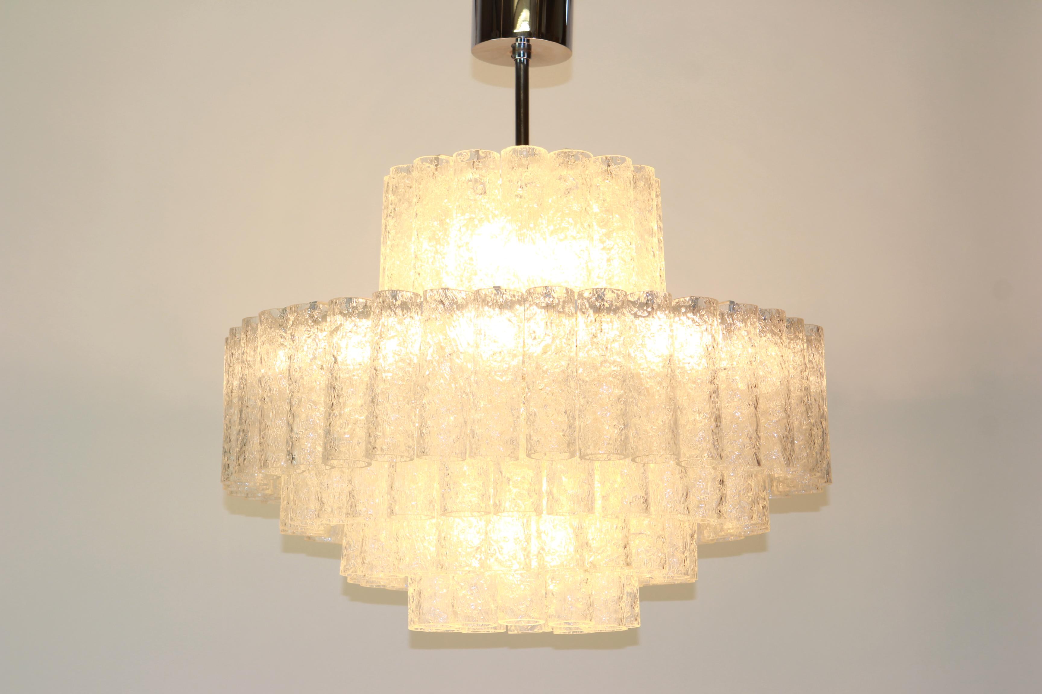 Mid-20th Century Large Murano Glass Tubes Chandelier by Doria, Germany, 1960s