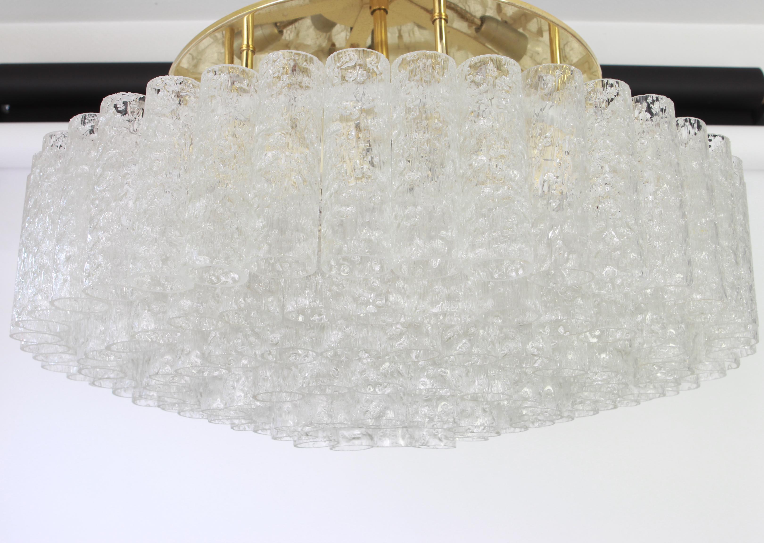 Mid-20th Century Large Murano Glass Tubes Chandelier by Doria, Germany, 1960s For Sale
