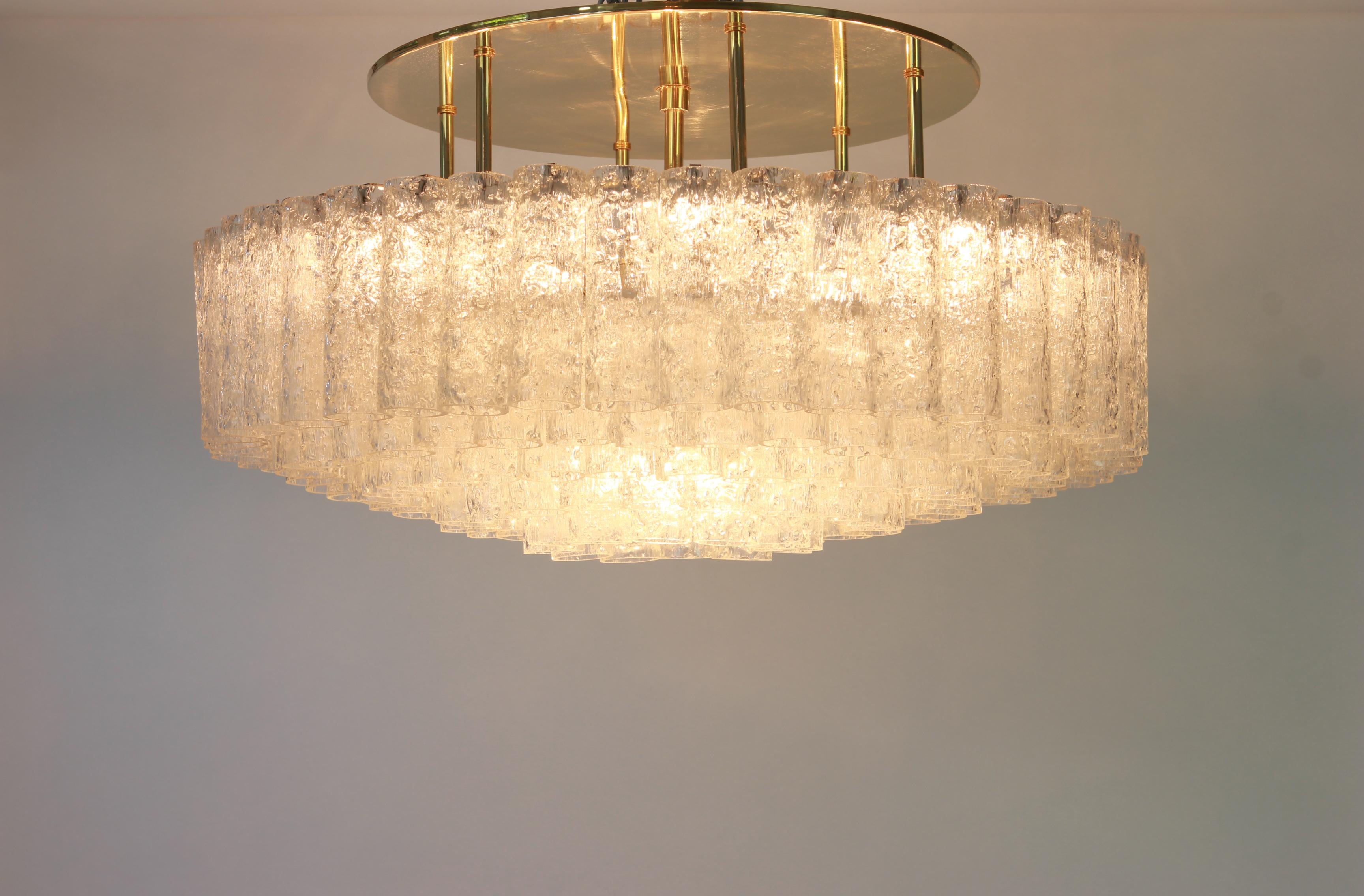 Large Murano Glass Tubes Chandelier by Doria, Germany, 1960s For Sale 1