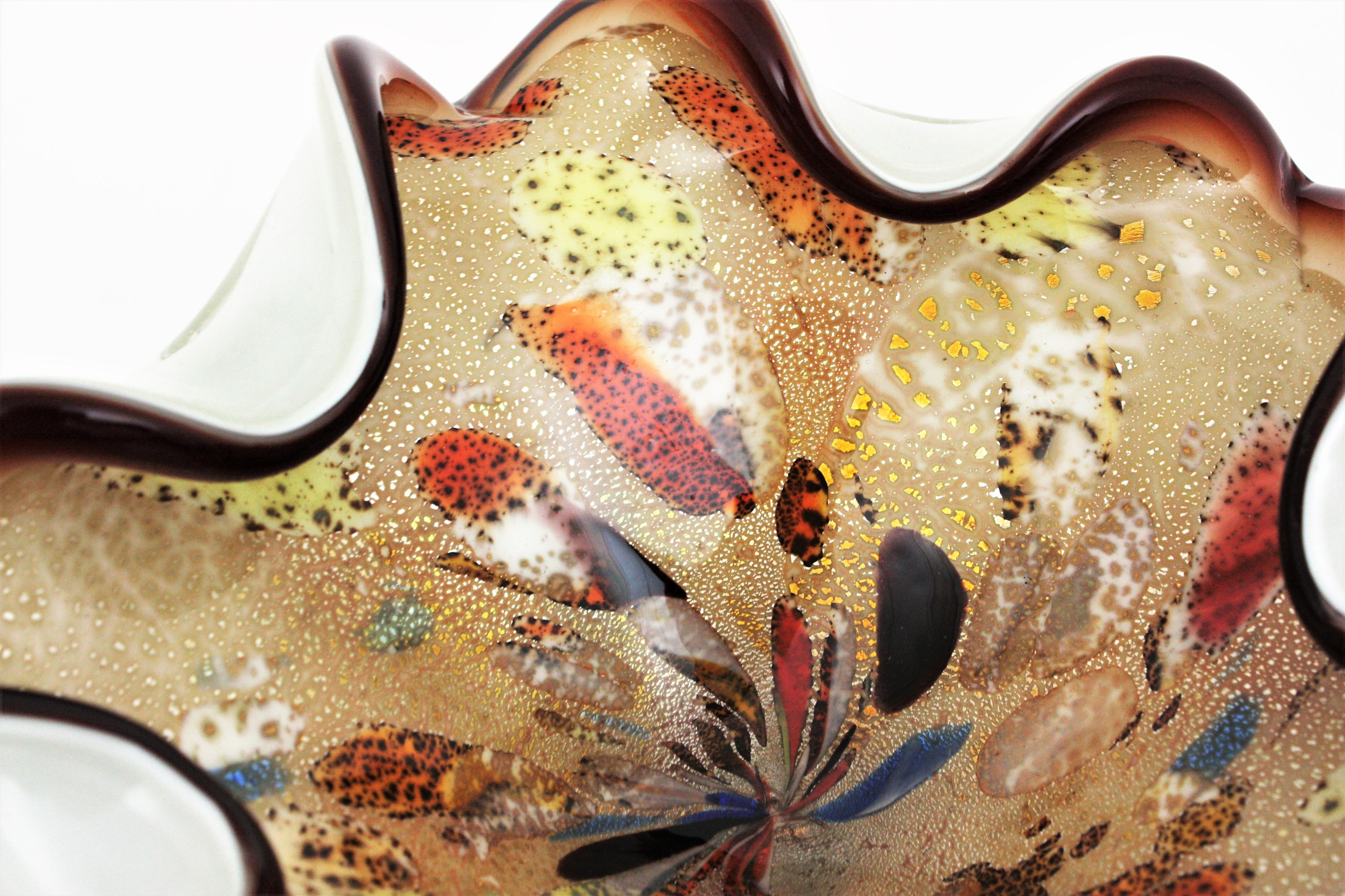 Murano Multicolor Murrine Art Glass Large Bowl by Dino Martens Avem For Sale 1