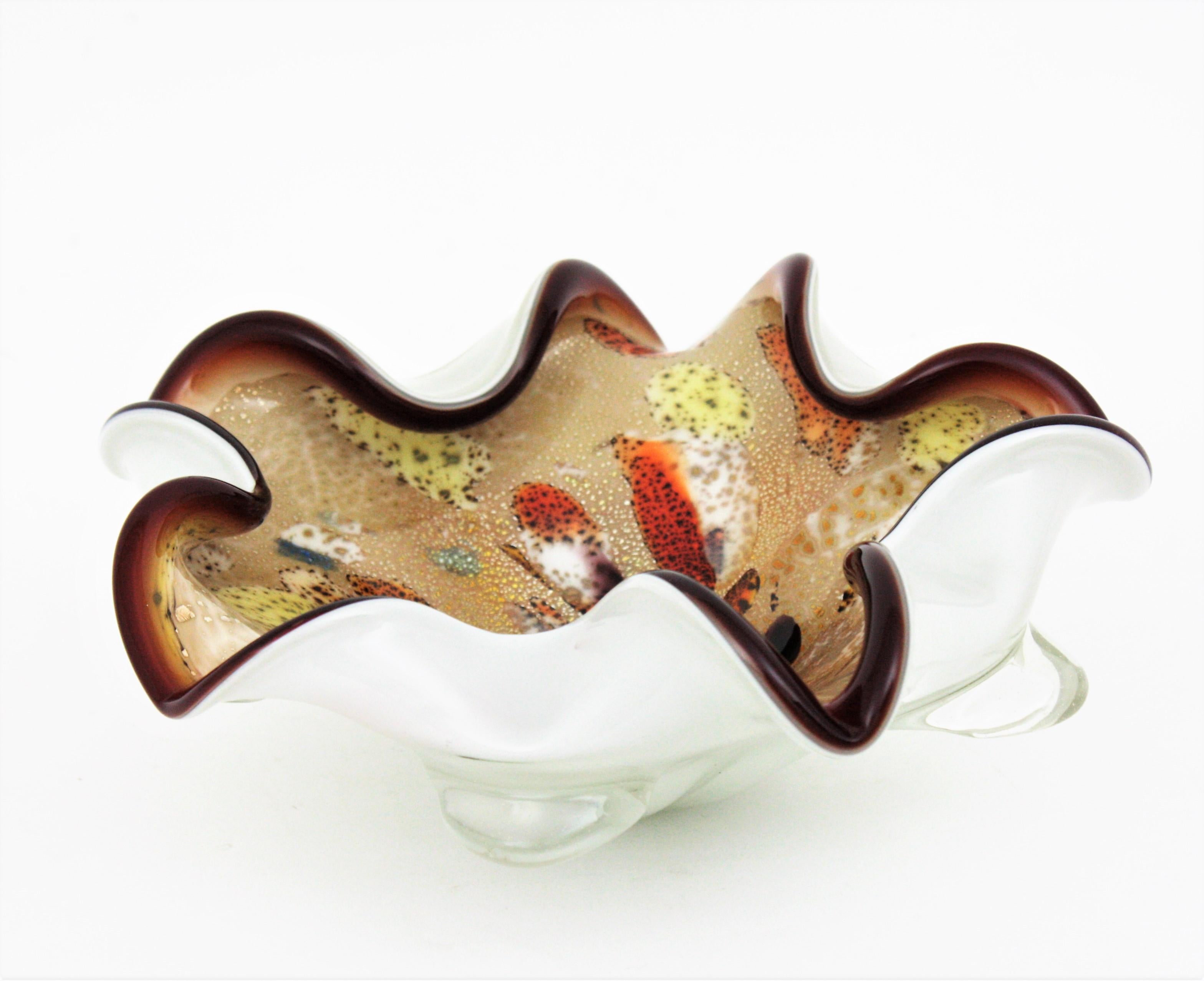 Große Schale aus Muranoglas mit mehrfarbigem Murrine-Kunstglas von Dino Martens Avem im Angebot 4