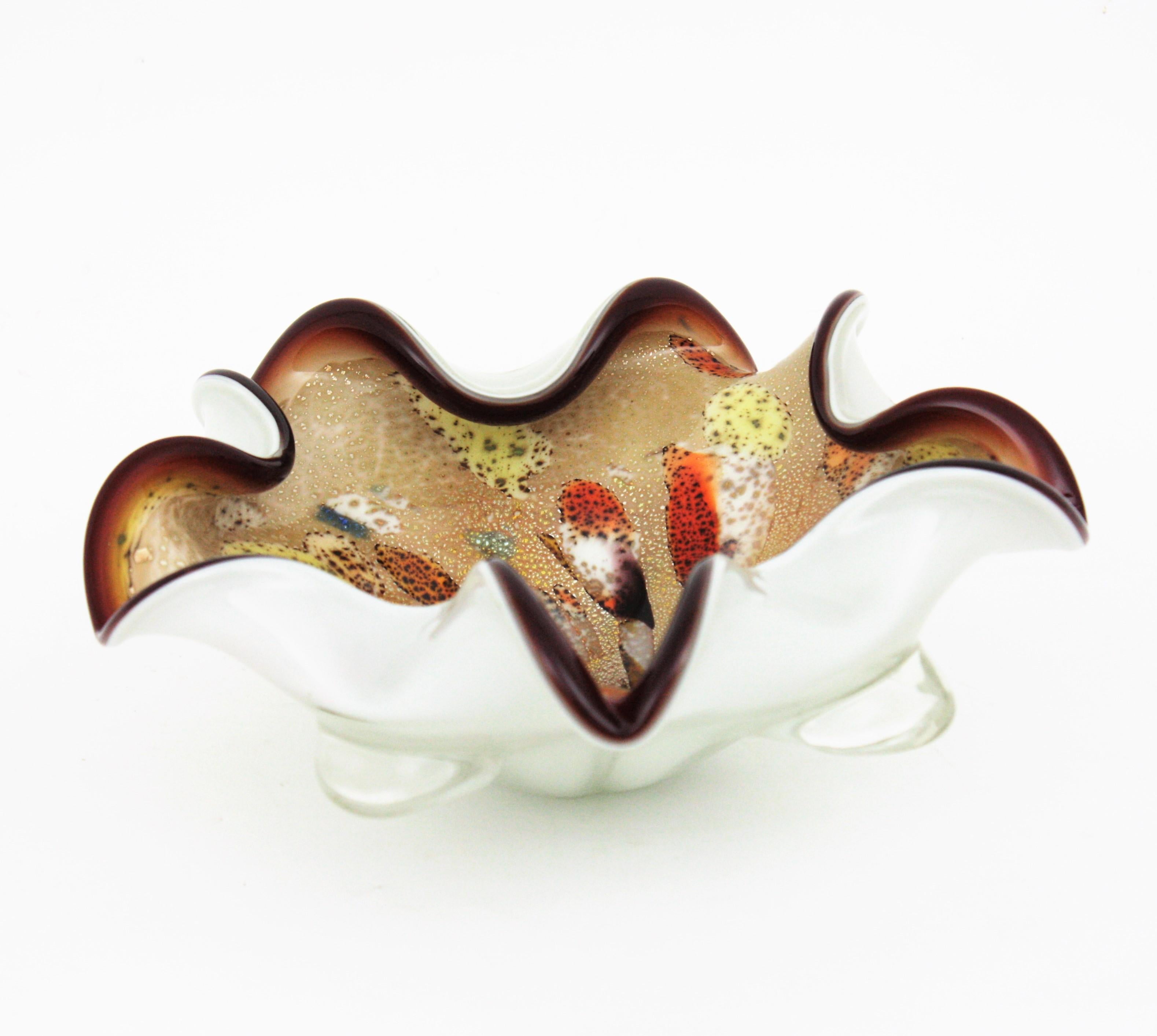 Murano Multicolor Murrine Art Glass Large Bowl by Dino Martens Avem For Sale 4