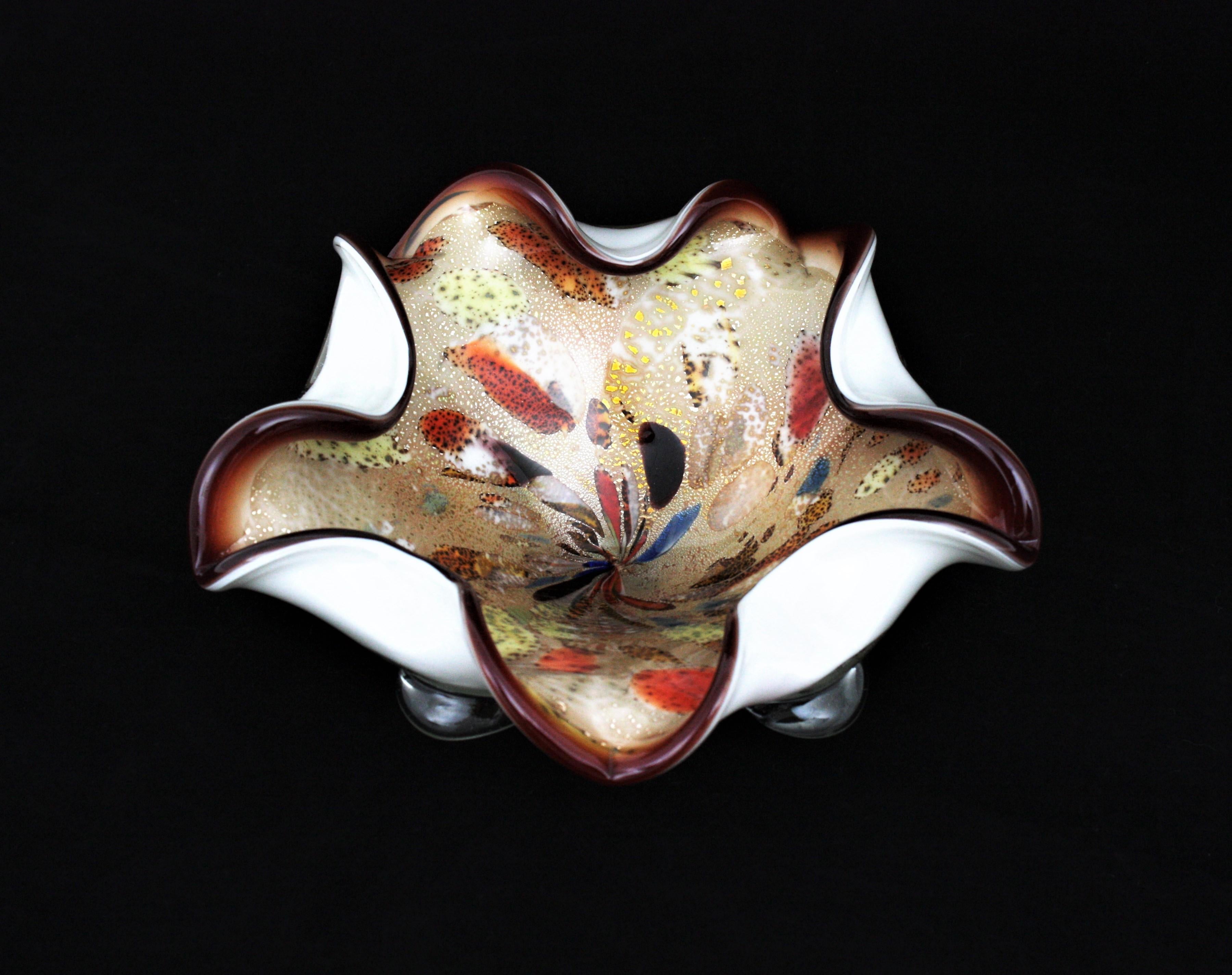 Blown Glass Murano Multicolor Murrine Art Glass Large Bowl by Dino Martens Avem For Sale