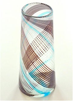 Große Vase aus Murano-Glas Dino Martens Aureliano Toso Stil Weiß Blau 1950er 60er Jahre