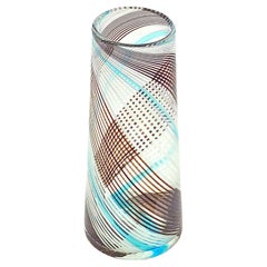 Grand vase en verre de Murano Dino Martens Aureliano Toso Style White Blue 1950s 60s