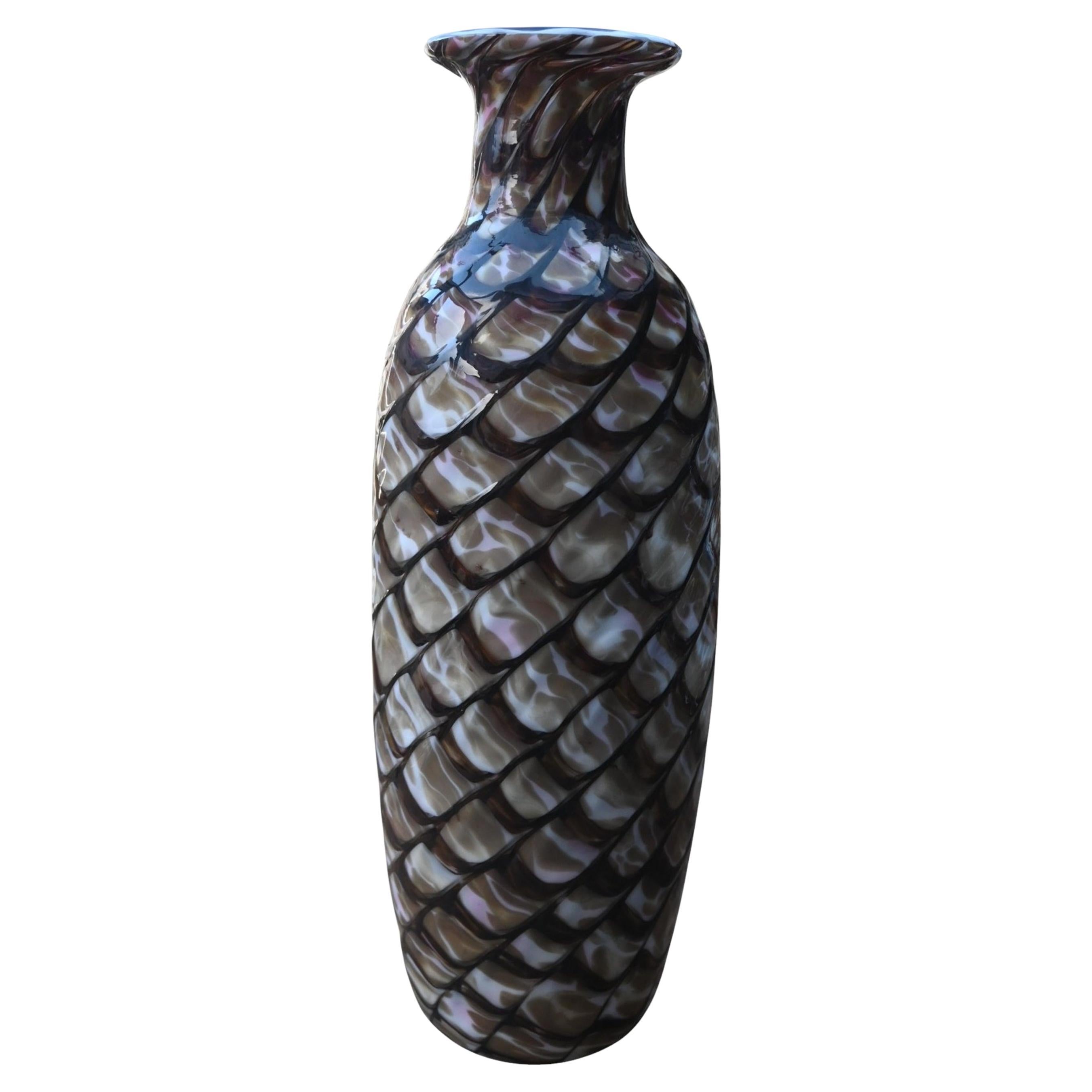 Large Murano Glass Vase From The 1970s – Attributed To Avem – Rare Decoration