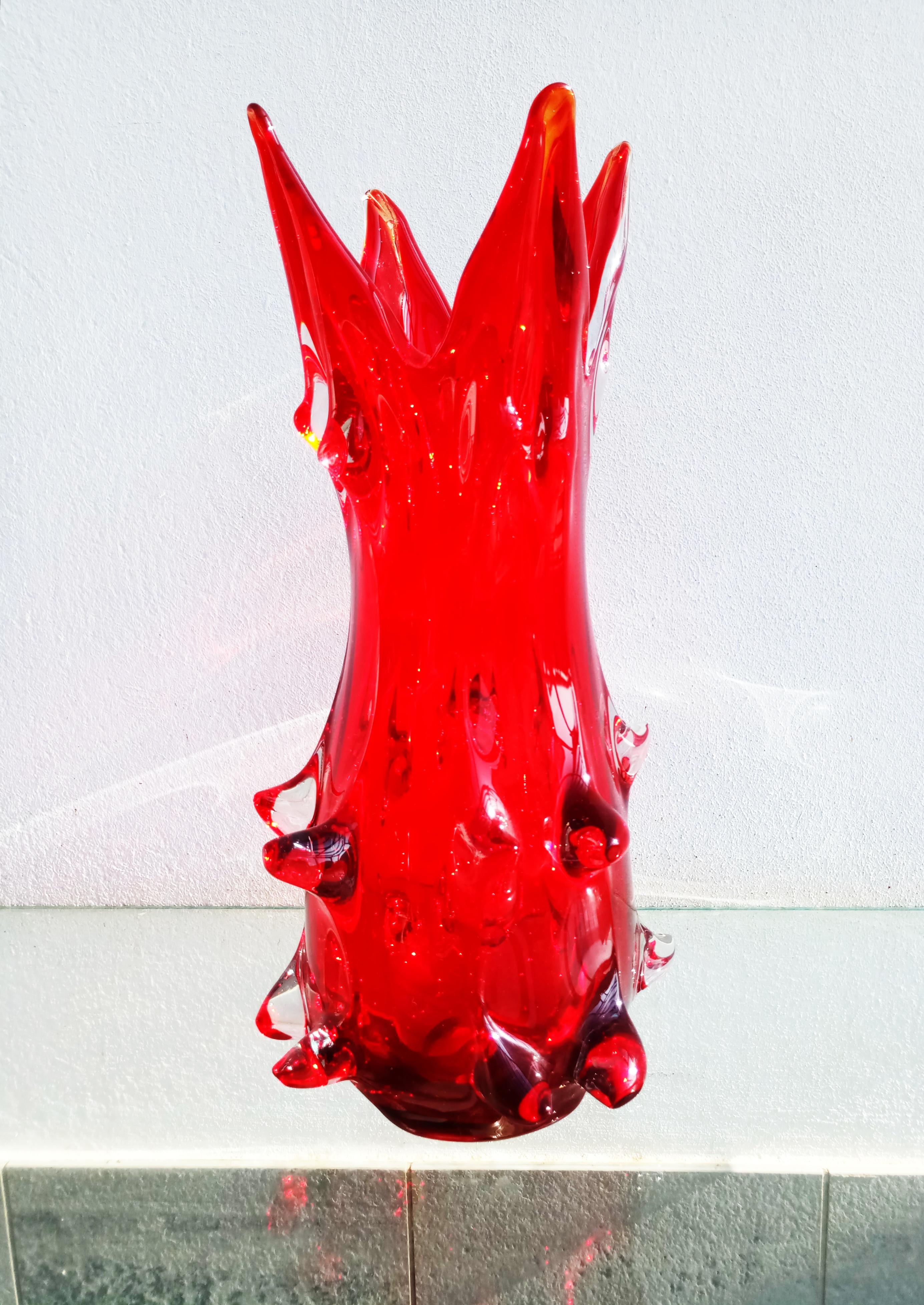 Large Murano Glass Vase, Italy 1970s In Good Condition In L'Escala, ES