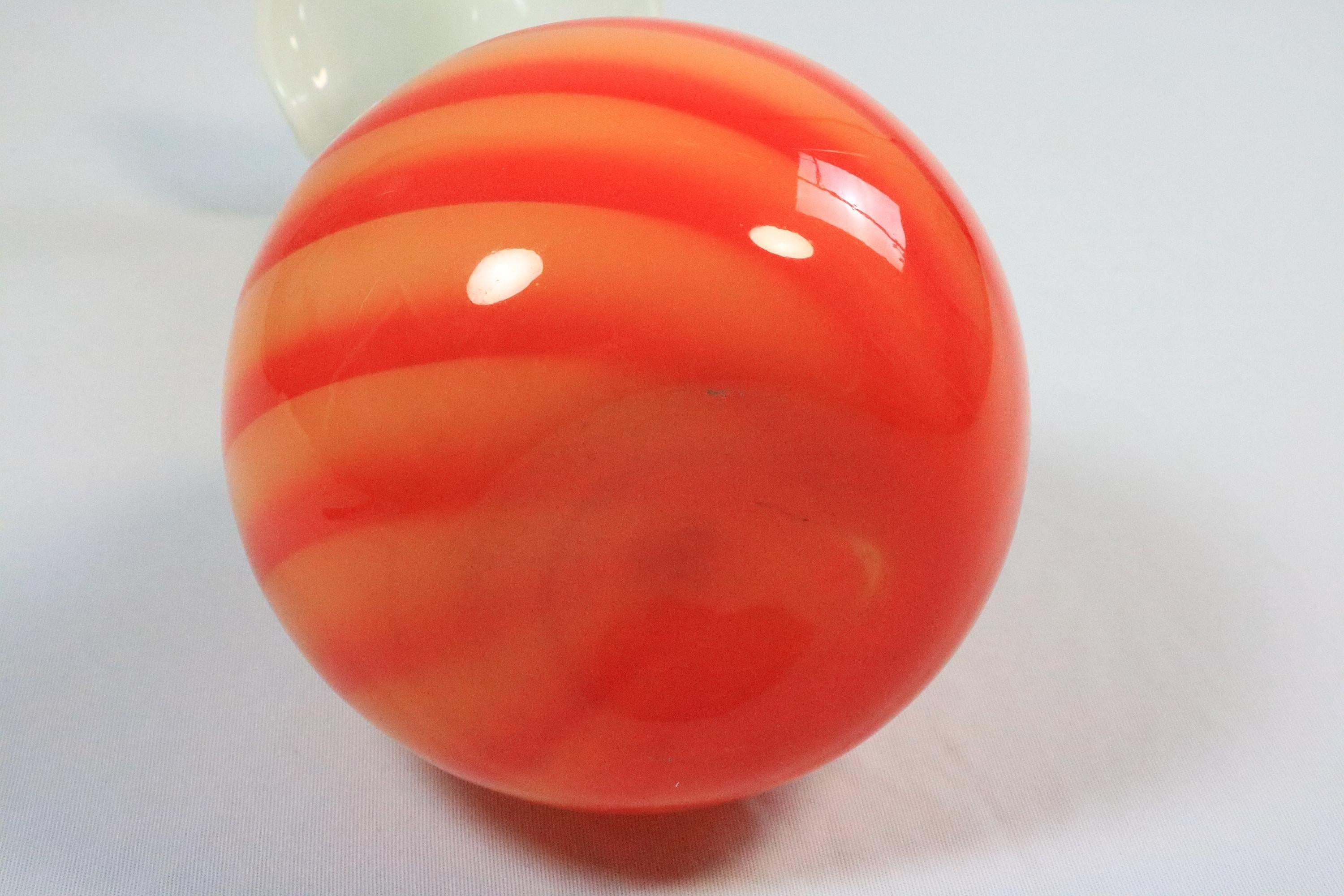 Large Murano Style Glass Vase, Orange White Swirl by Opaline Florence Italy, 70s For Sale 6
