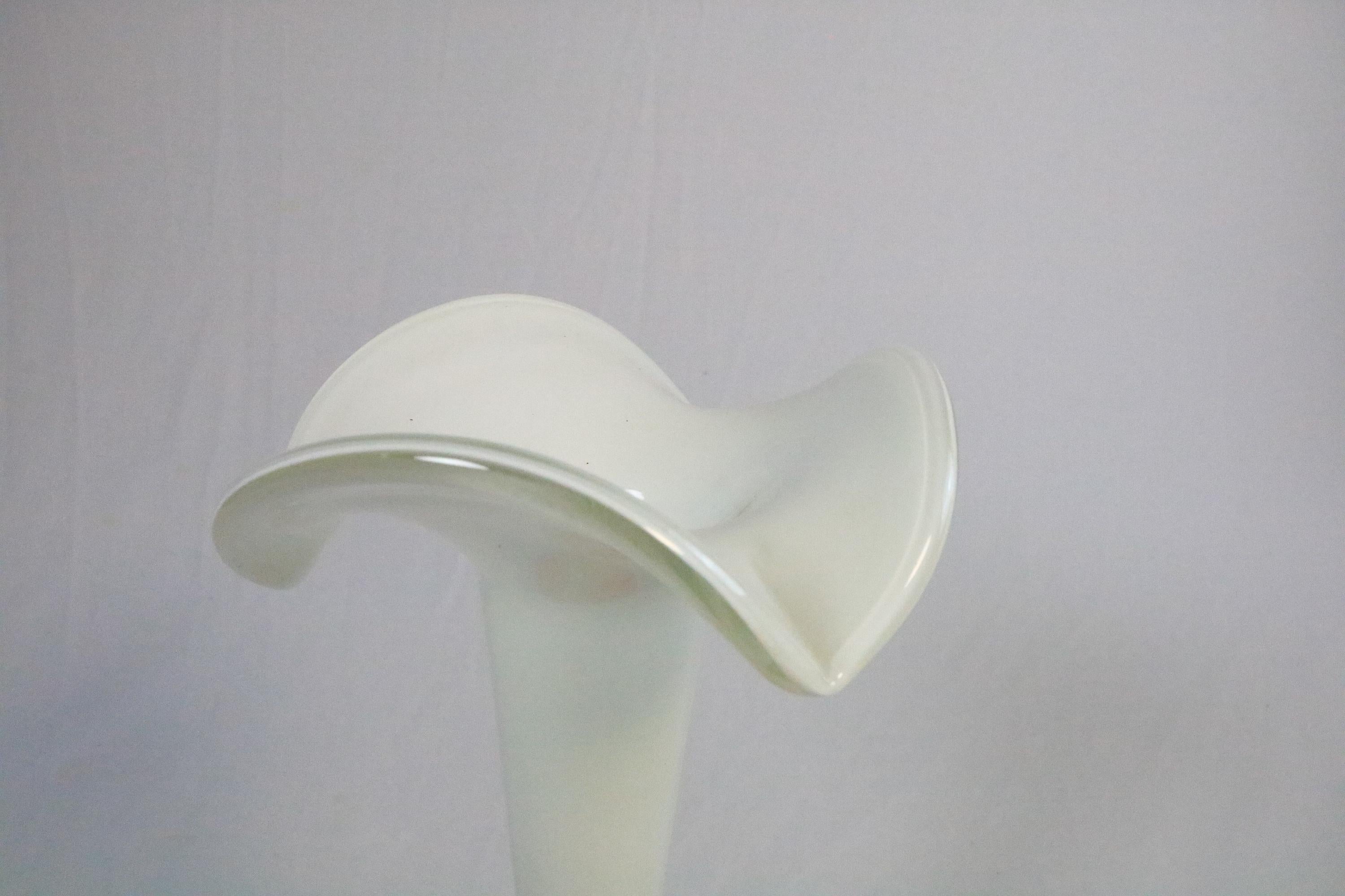 Large Murano Style Glass Vase, Orange White Swirl by Opaline Florence Italy, 70s In Good Condition For Sale In Berlin, BE