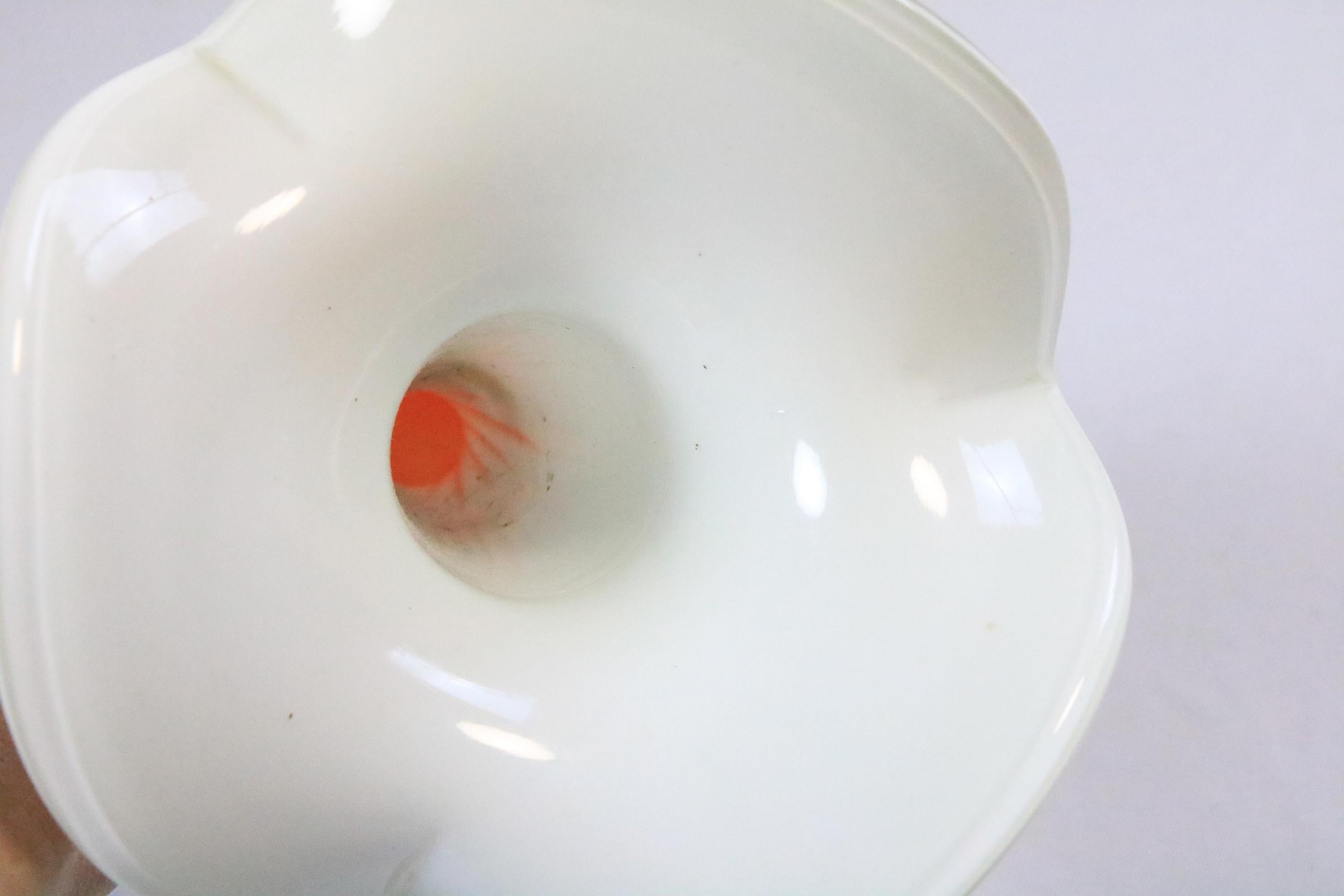 Late 20th Century Large Murano Style Glass Vase, Orange White Swirl by Opaline Florence Italy, 70s For Sale