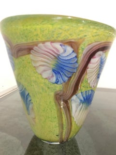 Mid-Century Modern Murano Glass Vase, Green with Murrinas, 1980s