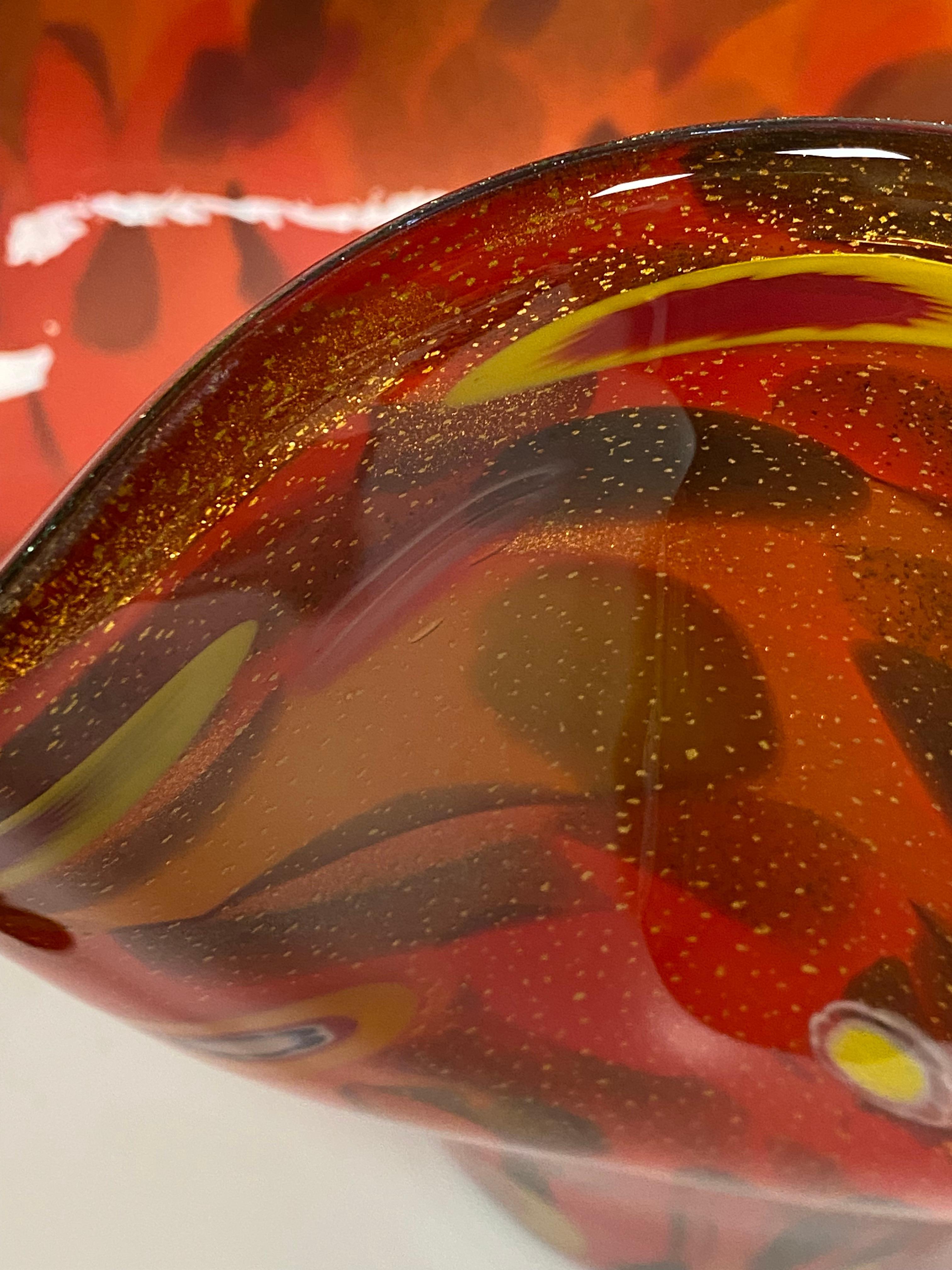 Große Murano-Glasvase mit polychromen und Muranoglas-Einschlüssen (Glaskunst) im Angebot