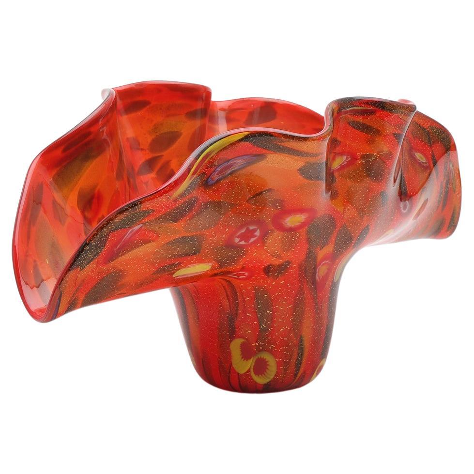 Große Murano-Glasvase mit polychromen und Muranoglas-Einschlüssen im Angebot
