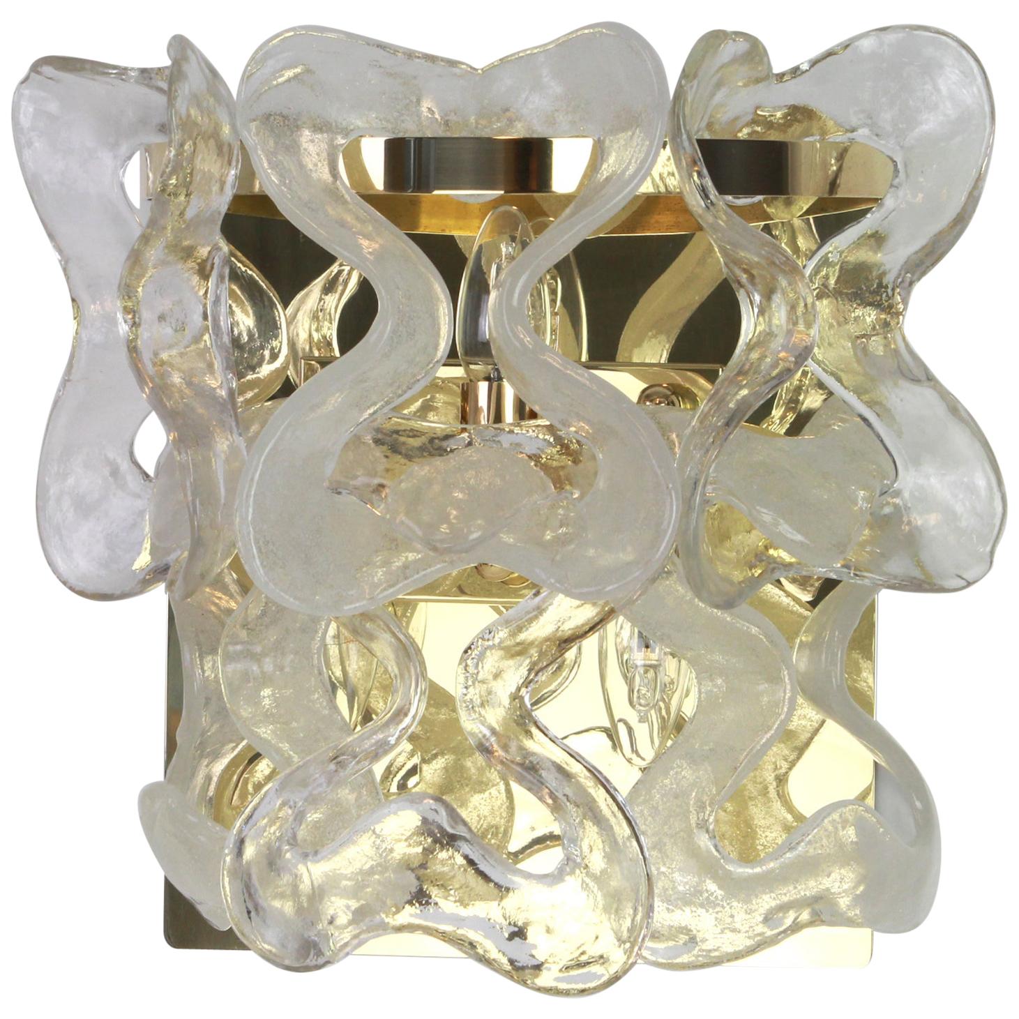 1 of 2 Large Murano Glass Wall Sconce by Kalmar Mod. Catena, Austria, 1960s For Sale