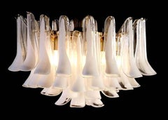 Large Murano Glass White Petals Chandelier