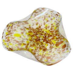 Large Murano Gold Aventurine Art Glass Bowl Flower Form Italy 1950s
