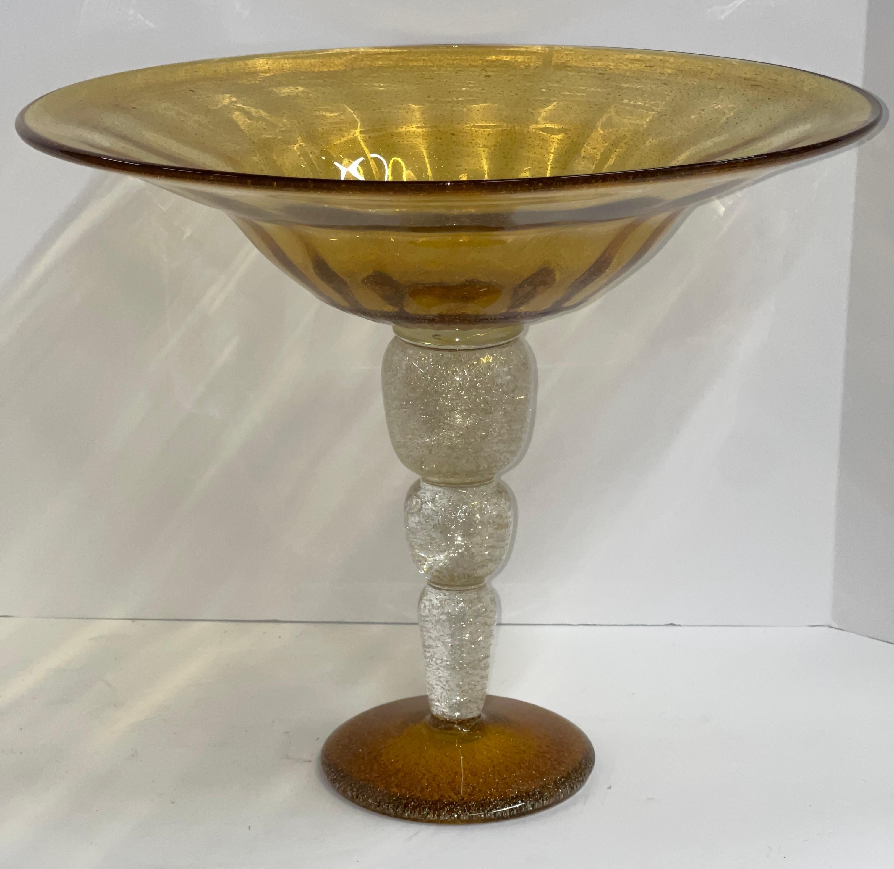 Large Murano Gold Glass Tazza For Sale 3