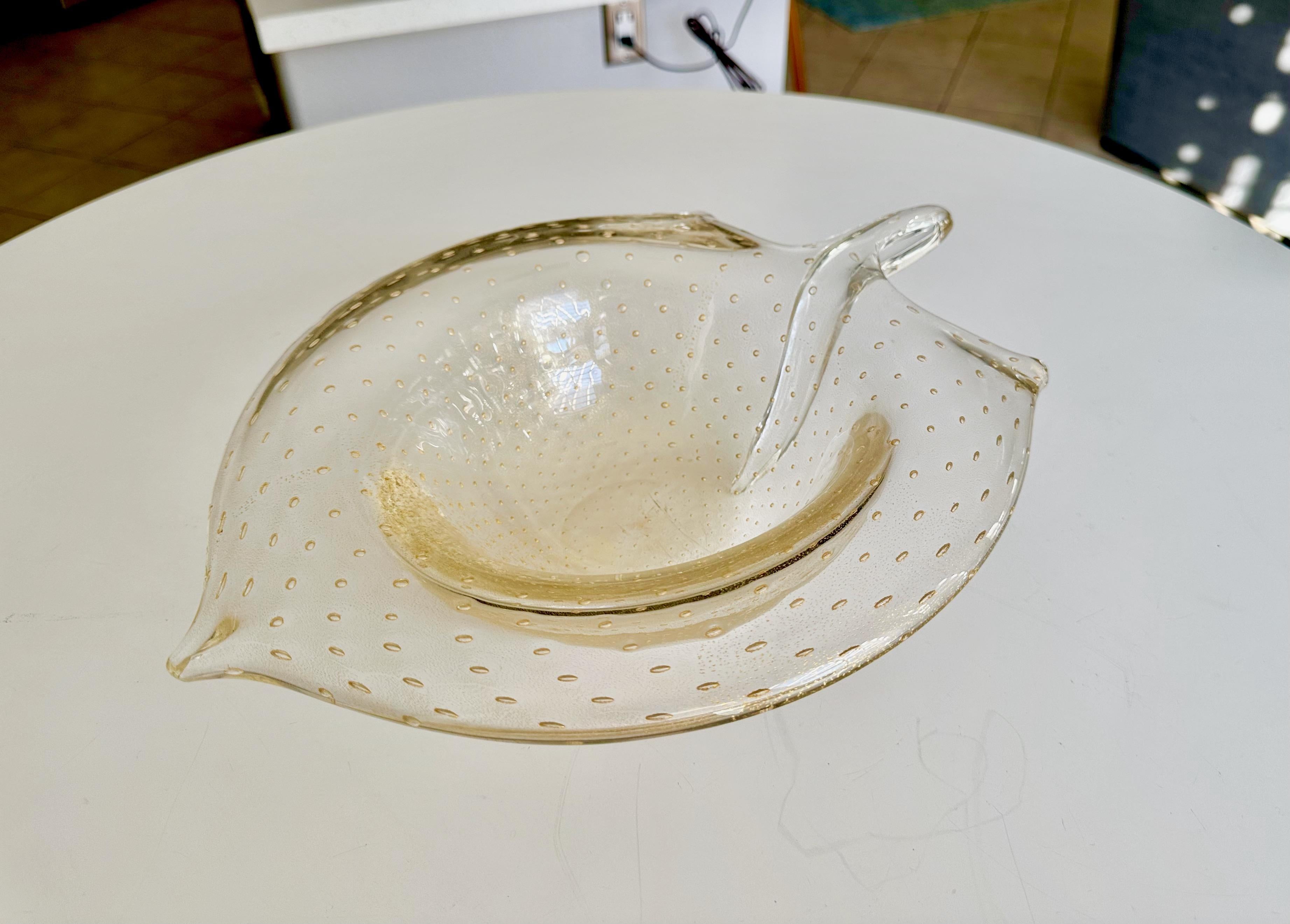 Große Murano Gold organische Form Tafelaufsatz Schale im Angebot 4