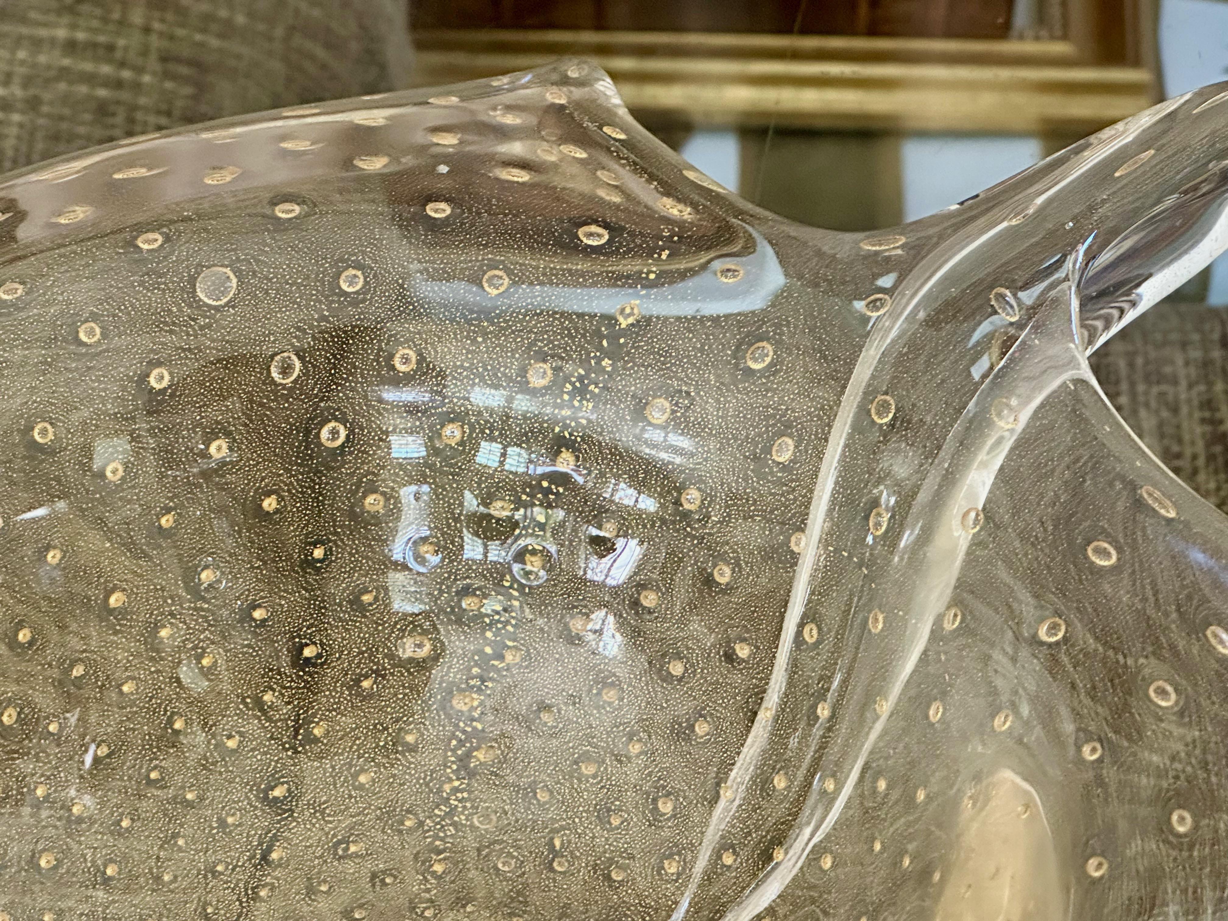 Große Murano Gold organische Form Tafelaufsatz Schale im Angebot 5