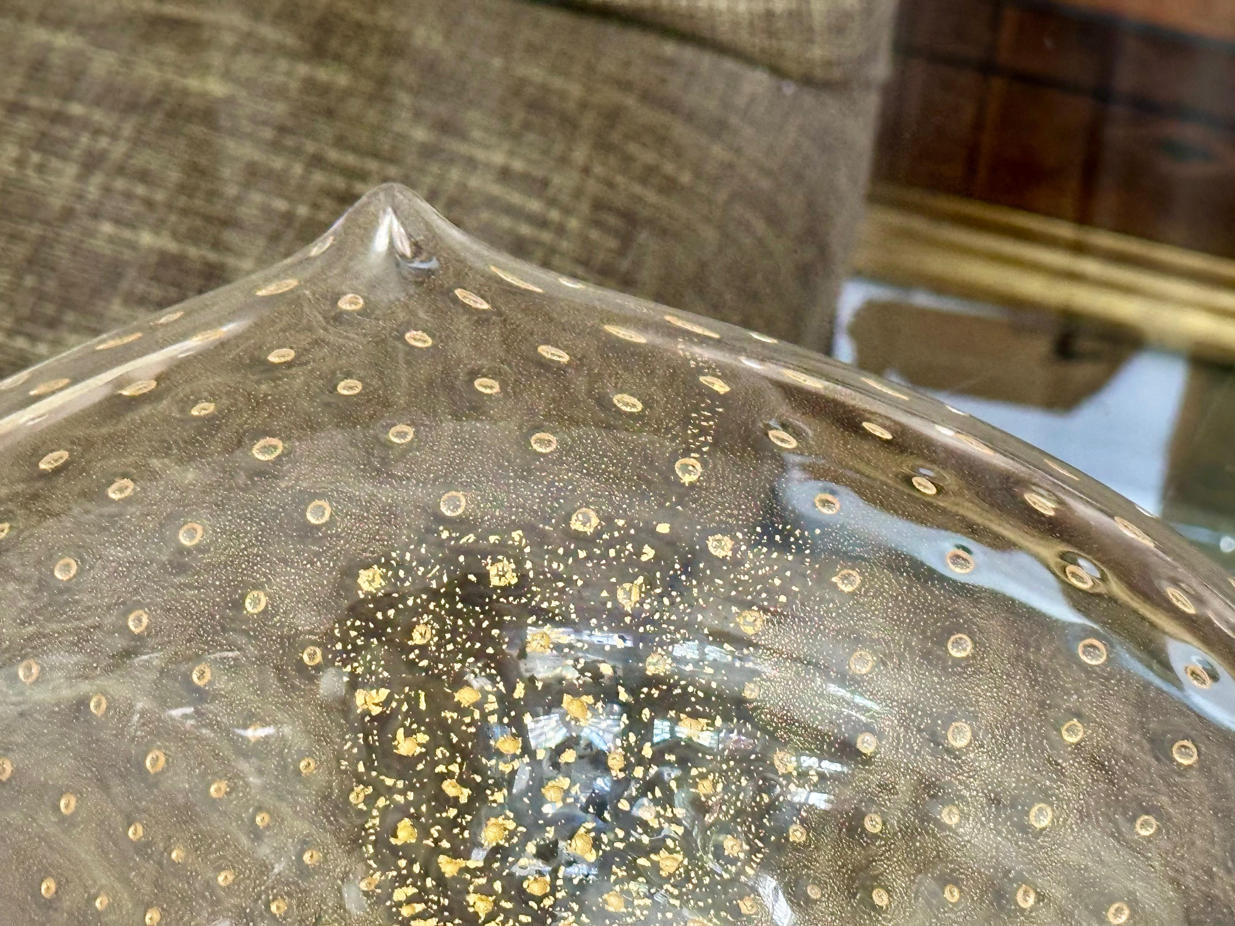 Große Murano Gold organische Form Tafelaufsatz Schale im Angebot 6