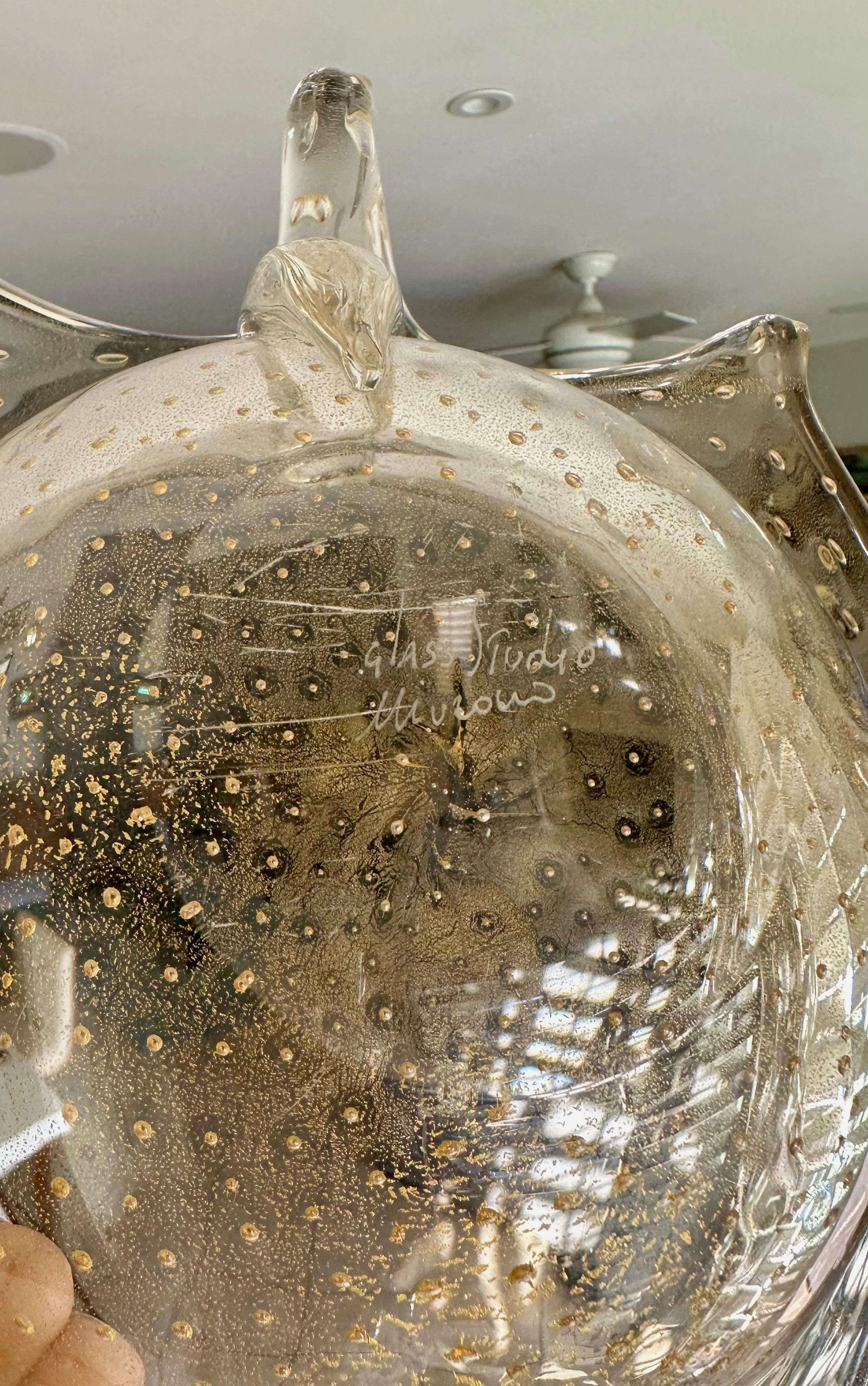 Große Murano Gold organische Form Tafelaufsatz Schale im Angebot 7