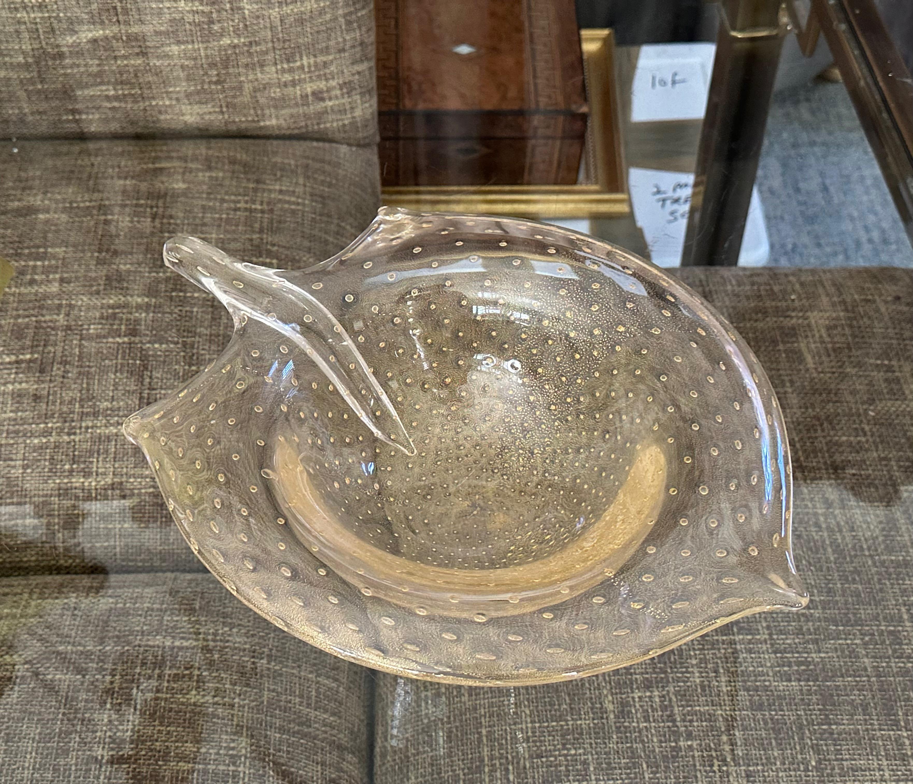 Große Murano Gold organische Form Tafelaufsatz Schale im Angebot 8