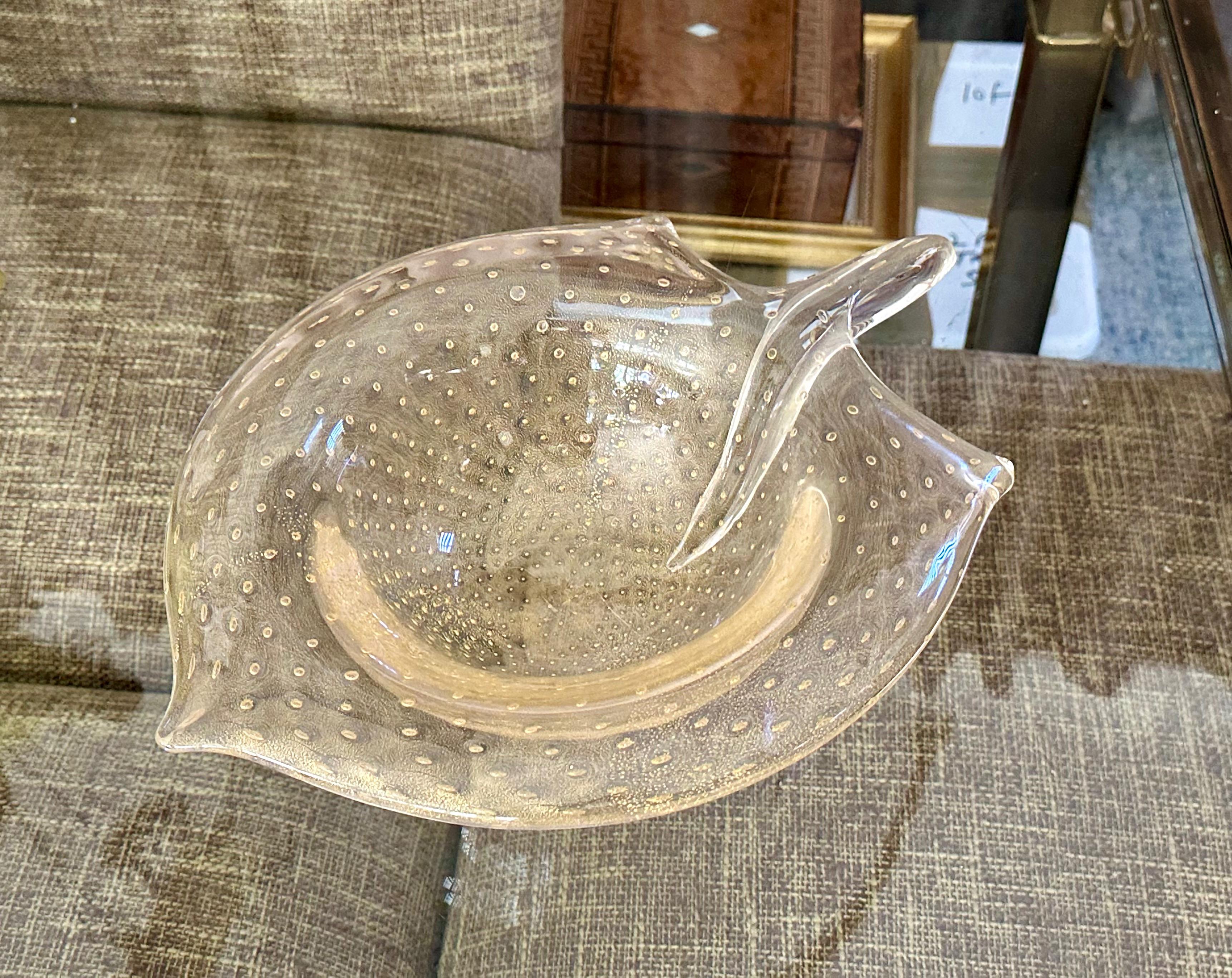 Große Murano Gold organische Form Tafelaufsatz Schale (Italienisch) im Angebot