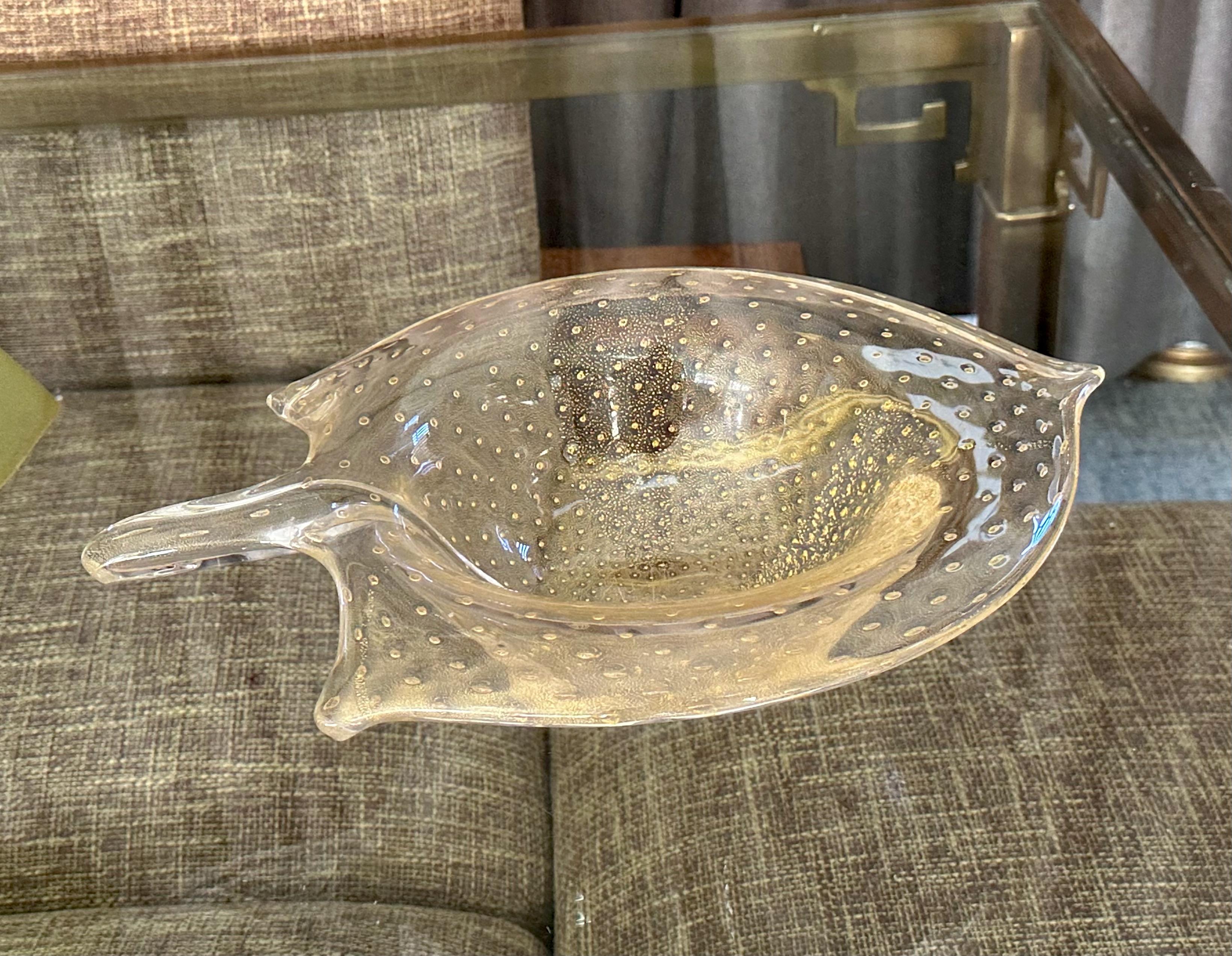 Große Murano Gold organische Form Tafelaufsatz Schale im Zustand „Hervorragend“ im Angebot in Palm Springs, CA