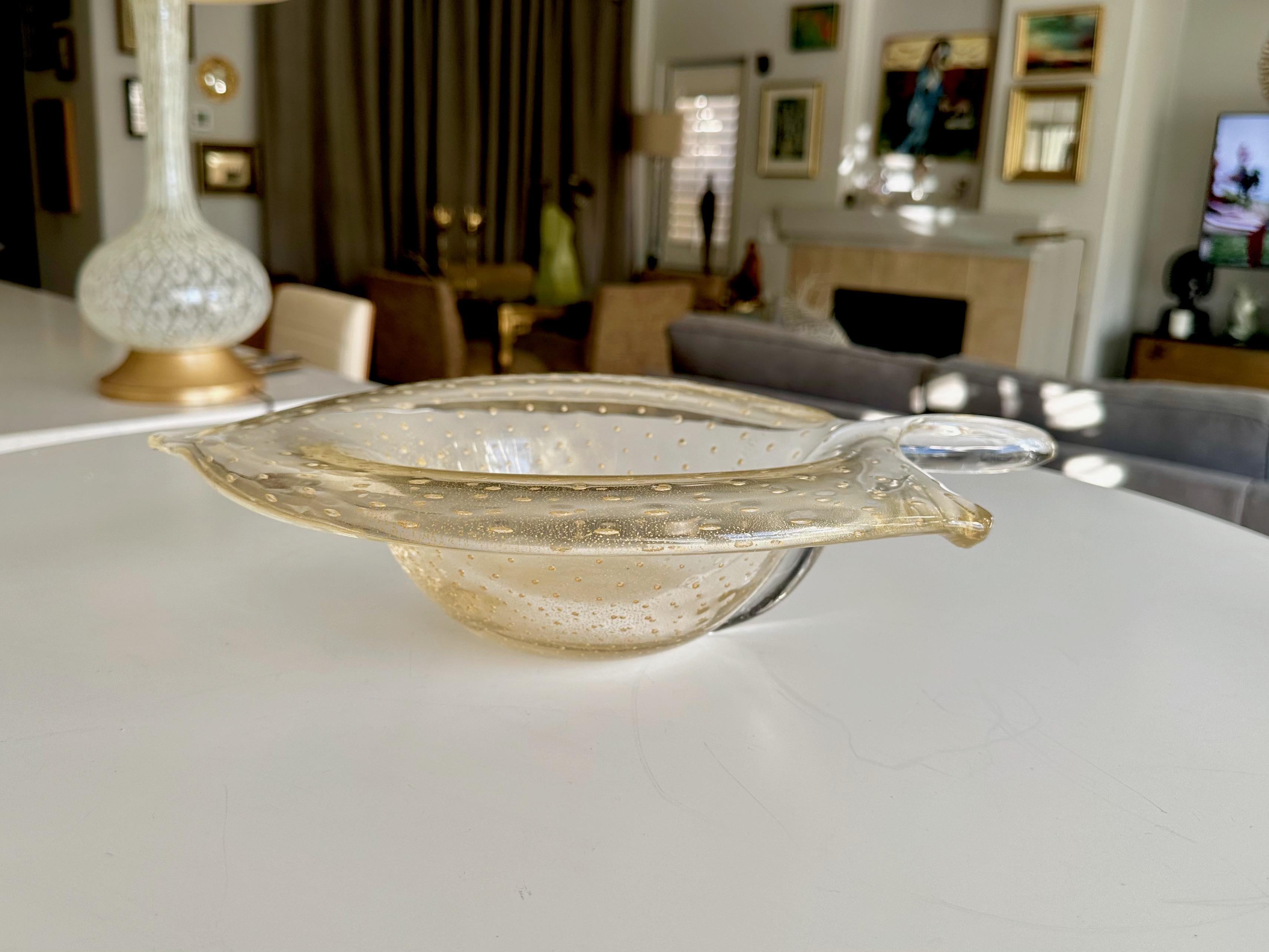 Große Murano Gold organische Form Tafelaufsatz Schale (Glas) im Angebot