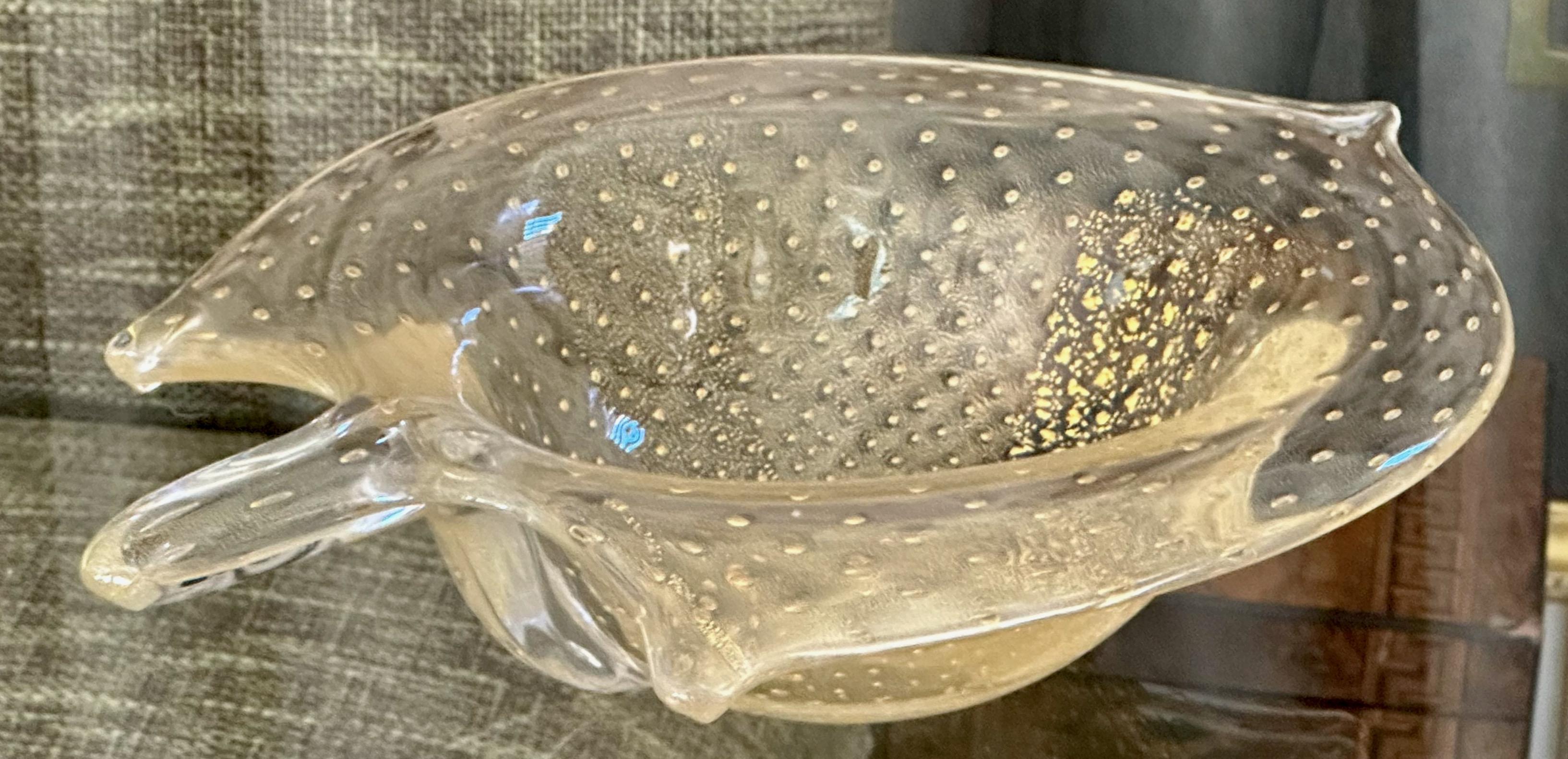 Große Murano Gold organische Form Tafelaufsatz Schale im Angebot 1