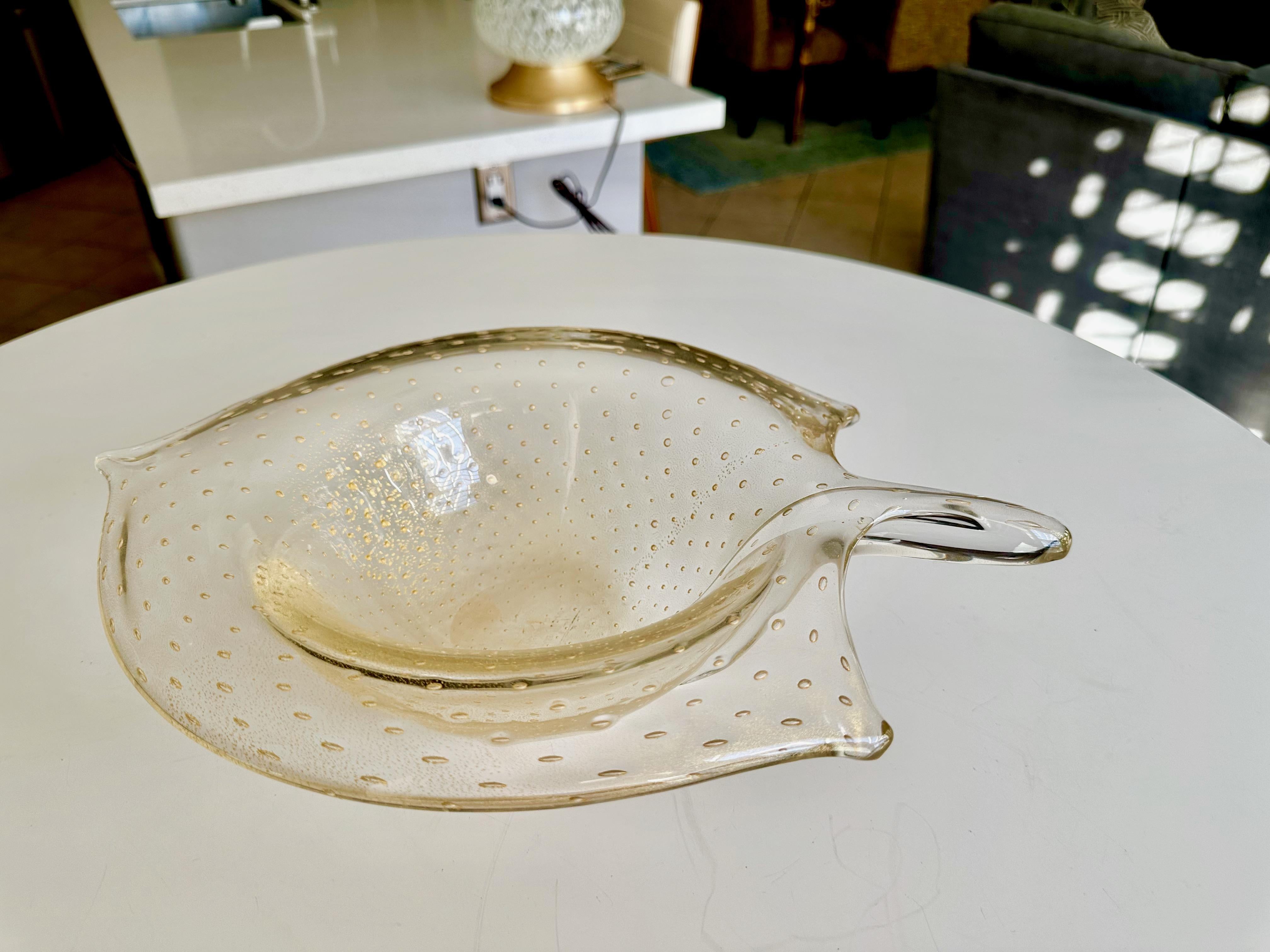 Große Murano Gold organische Form Tafelaufsatz Schale im Angebot 2