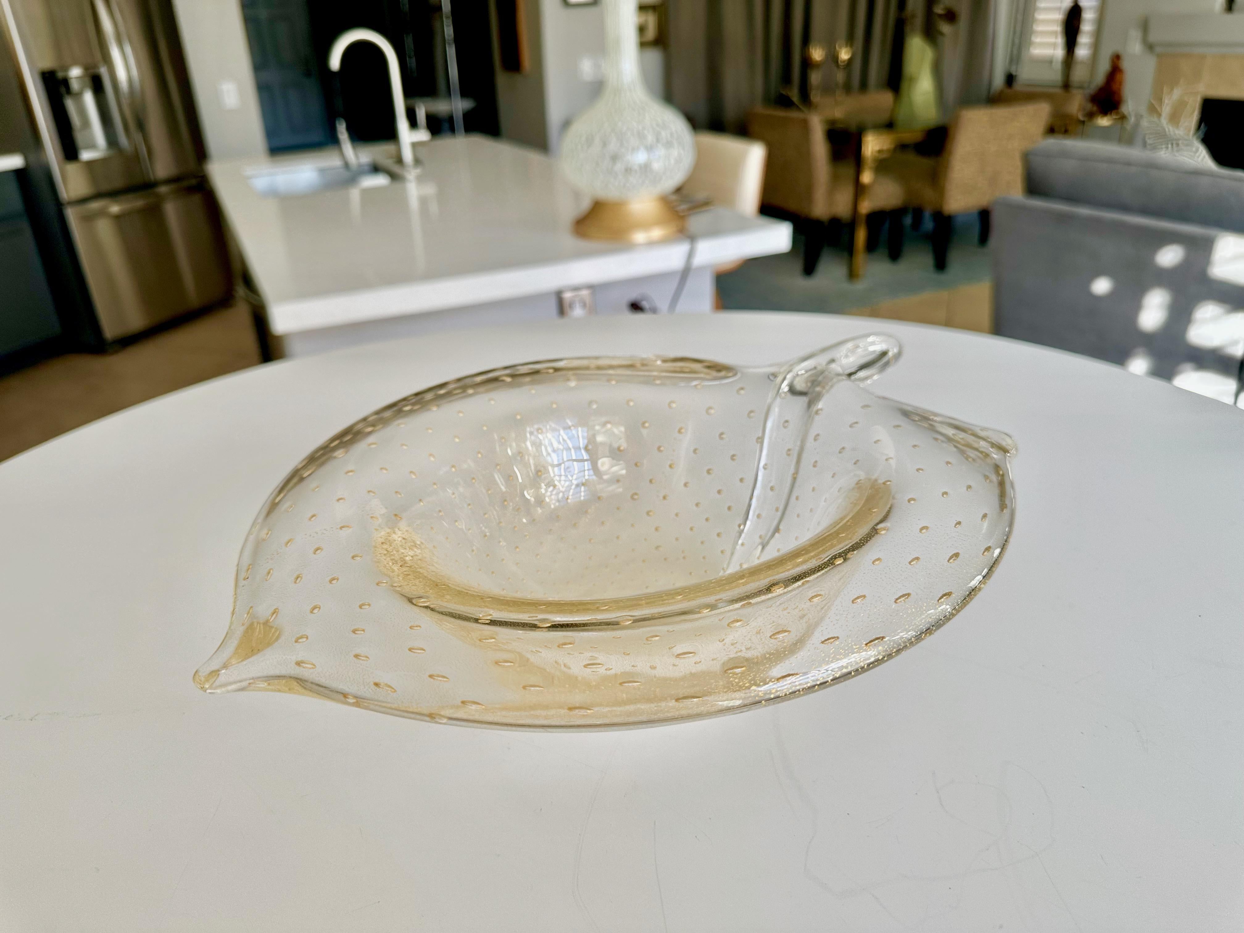 Große Murano Gold organische Form Tafelaufsatz Schale im Angebot 3