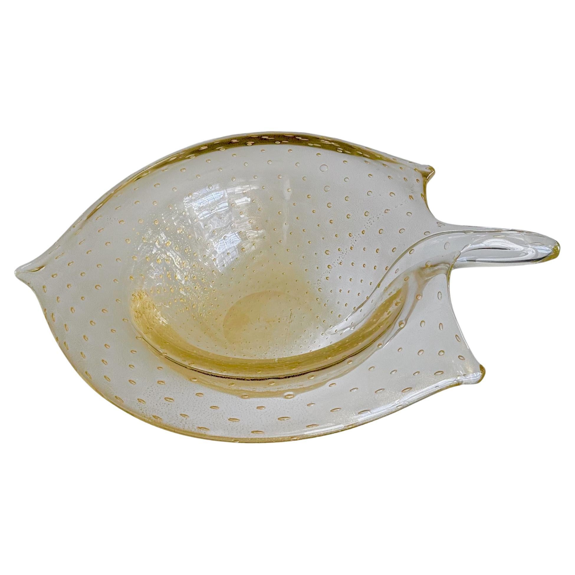 Grand bol de centre de table de forme organique en or de Murano