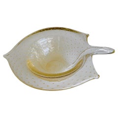 Große Murano Gold organische Form Tafelaufsatz Schale