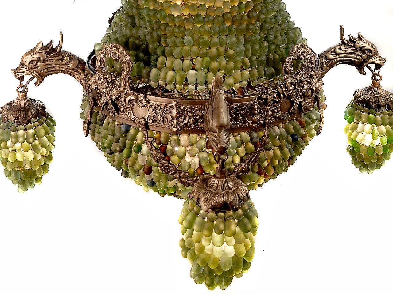 20ième siècle Grand lustre d'art en verre de Murano Grape and Bronze en vente