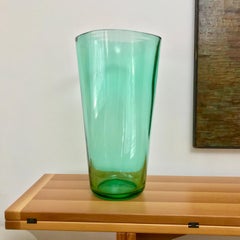Large Murano Green Glass Vase Designed by Karl Springer, Signed