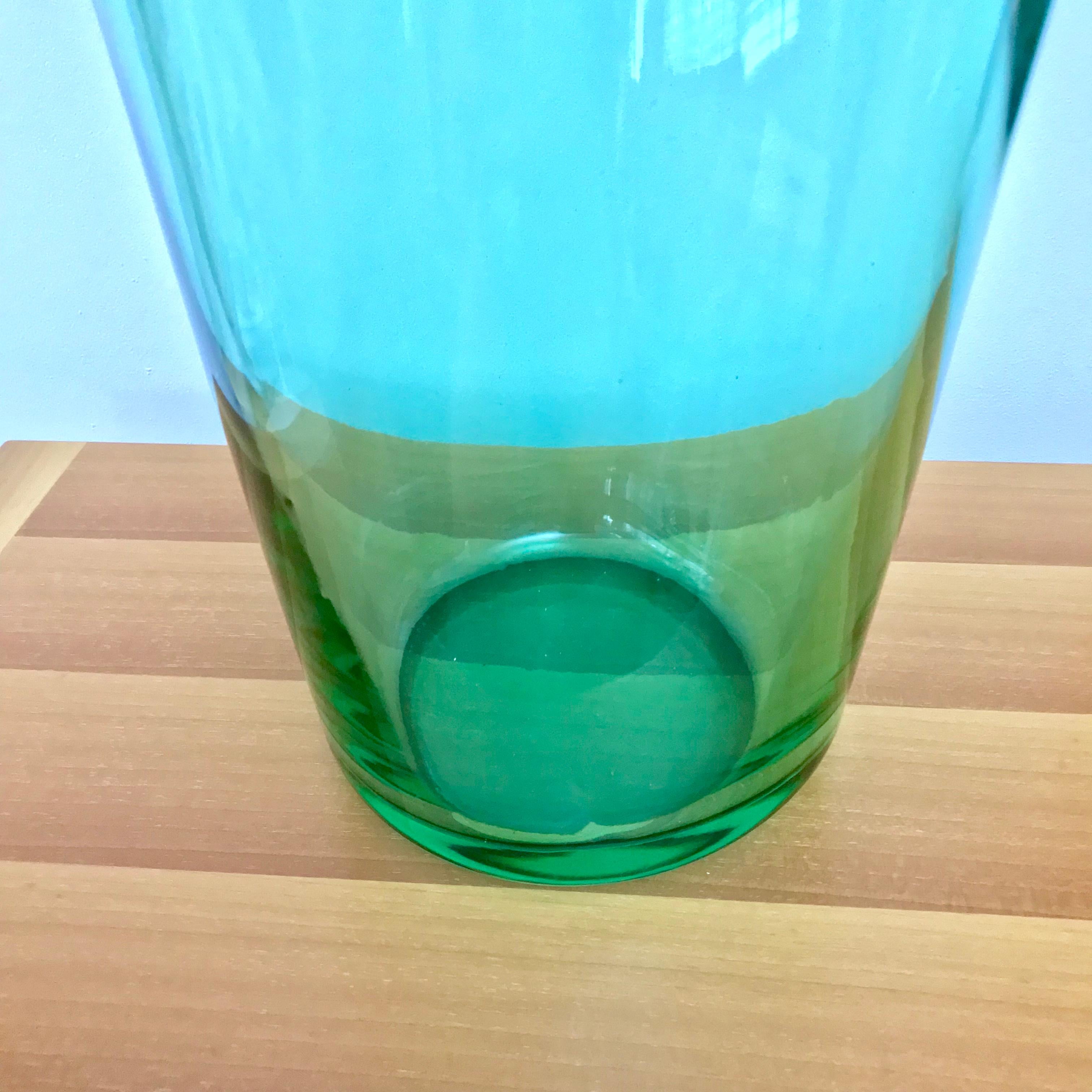 Murano Glass Large Murano Green Glass Vase Designed by Karl Springer, Signed For Sale