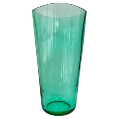 Retro Large Murano Green Glass Vase Designed by Karl Springer, Signed