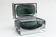 Scatola rettangolare grande in vetro di Murano grigio Puleogoso, Contemporary