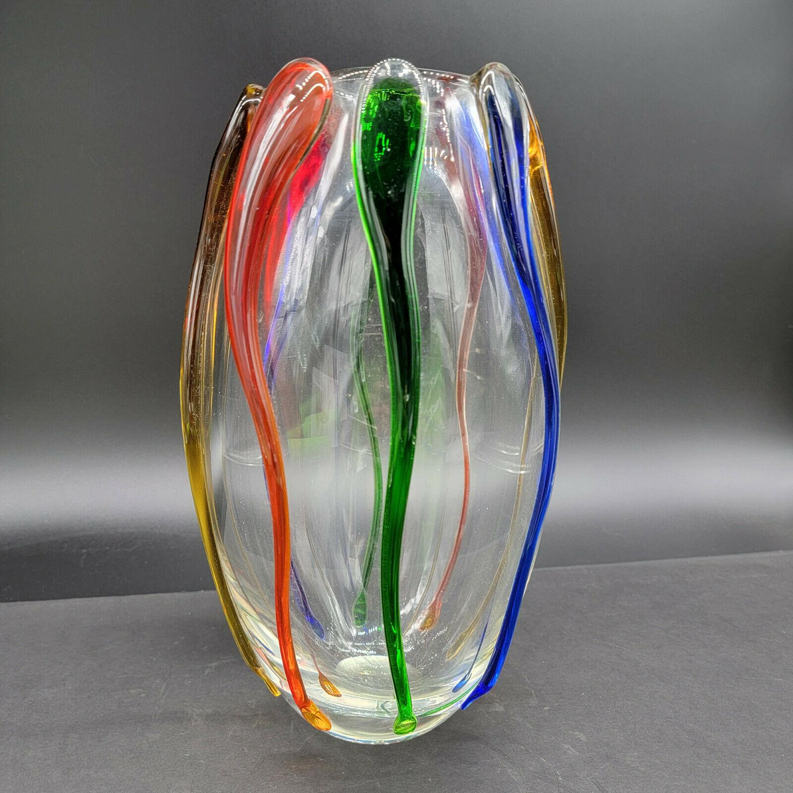 Mid-Century Modern Vintage Mid Century Modern Large Murano Hand Blown Art Glass Vase For Sale