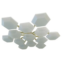 Large Murano Hexagonal Glass Flush Mount, 2 Available